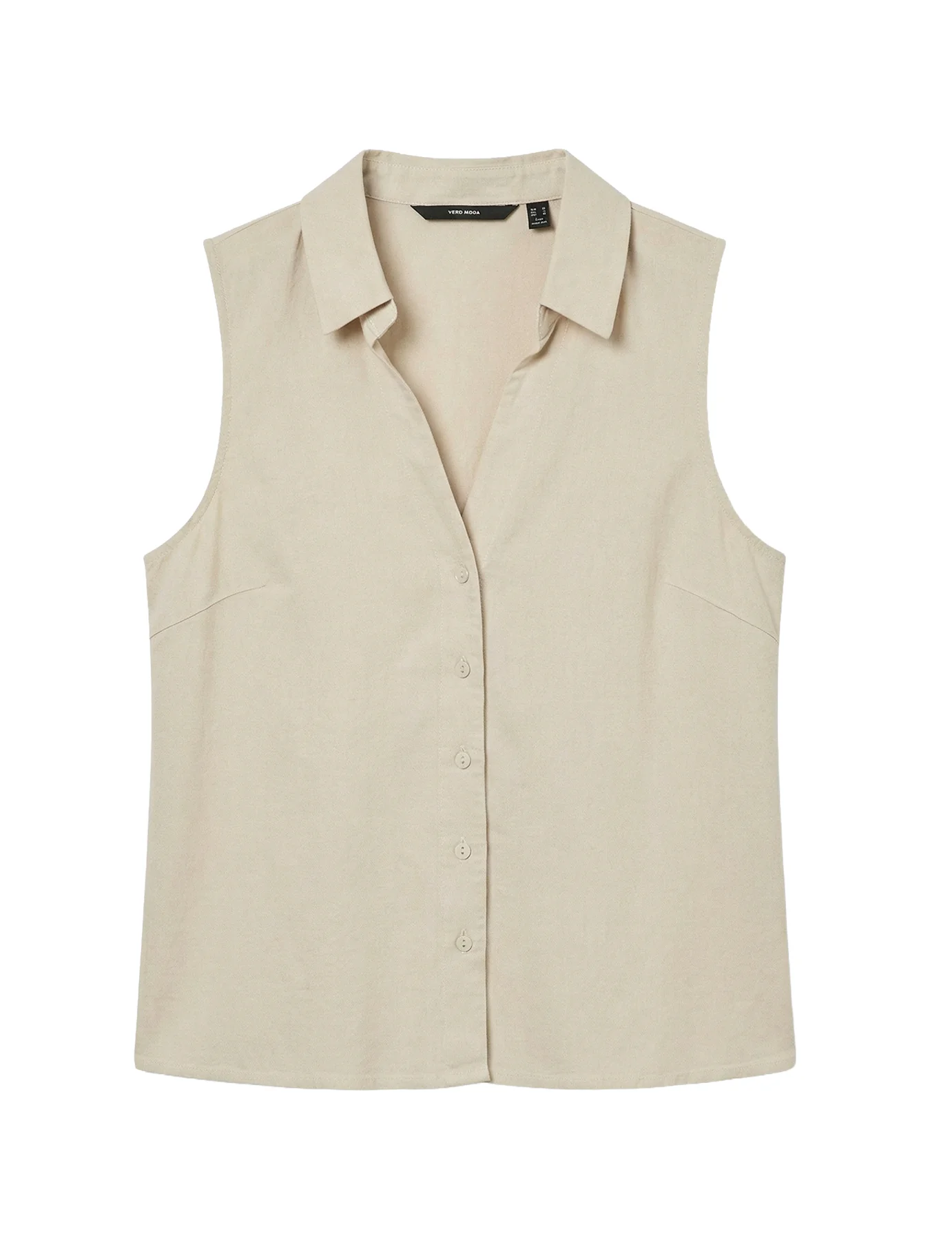 Sleeveless V-Neck Blouse Beige