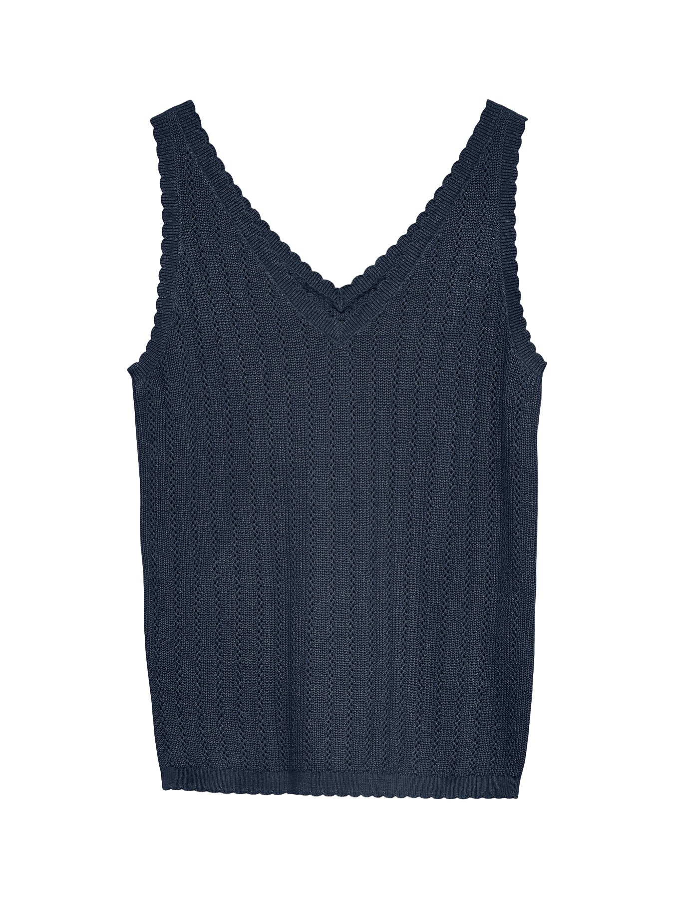 Pointelle V-Neck Tank Top Navy