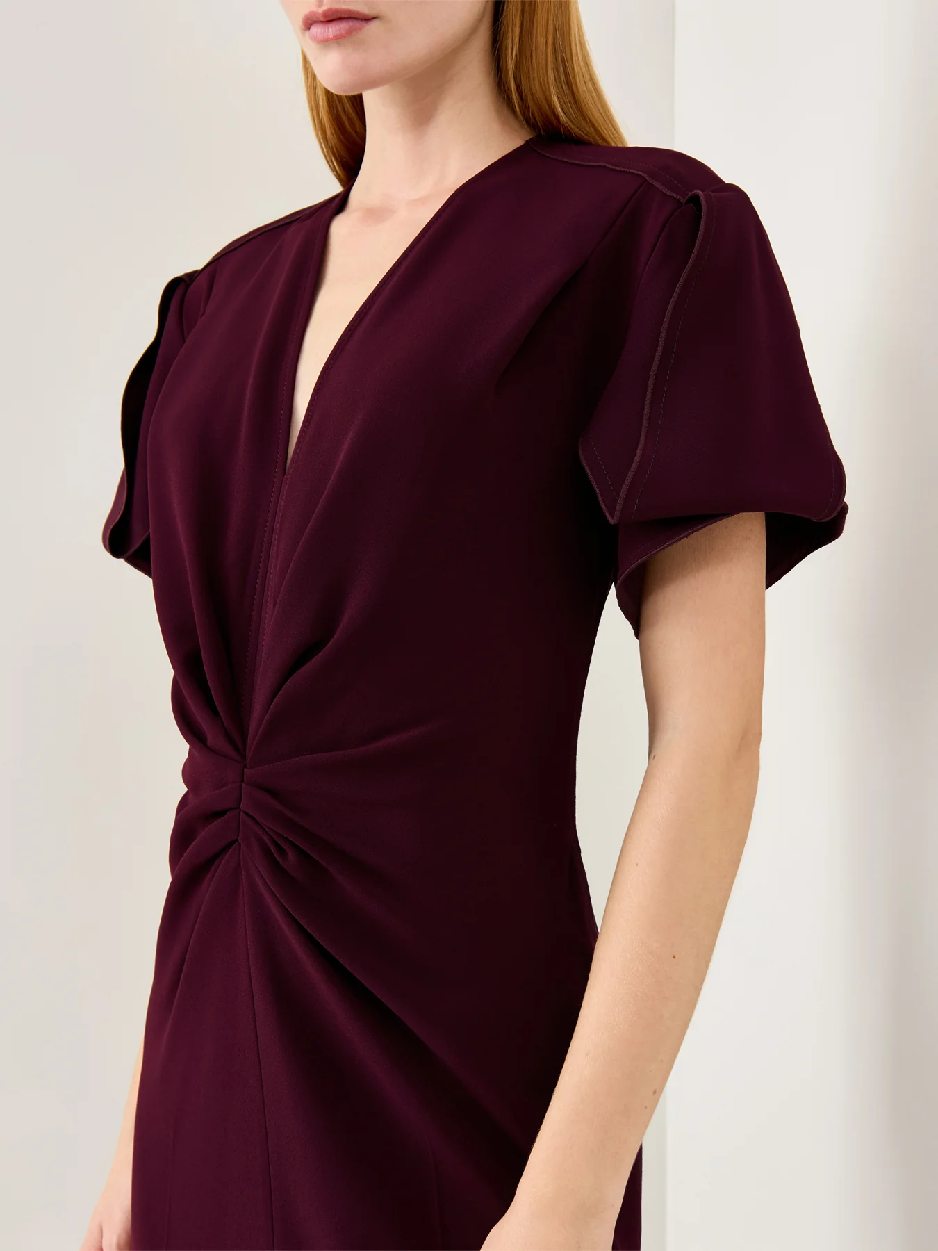 V-Neck Bella Midi Dress Merlot - Image 3