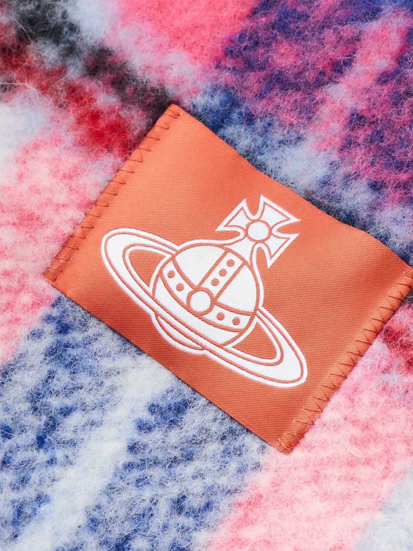 Check Alpaca & Wool Mix Scarf in Pink - Image 3