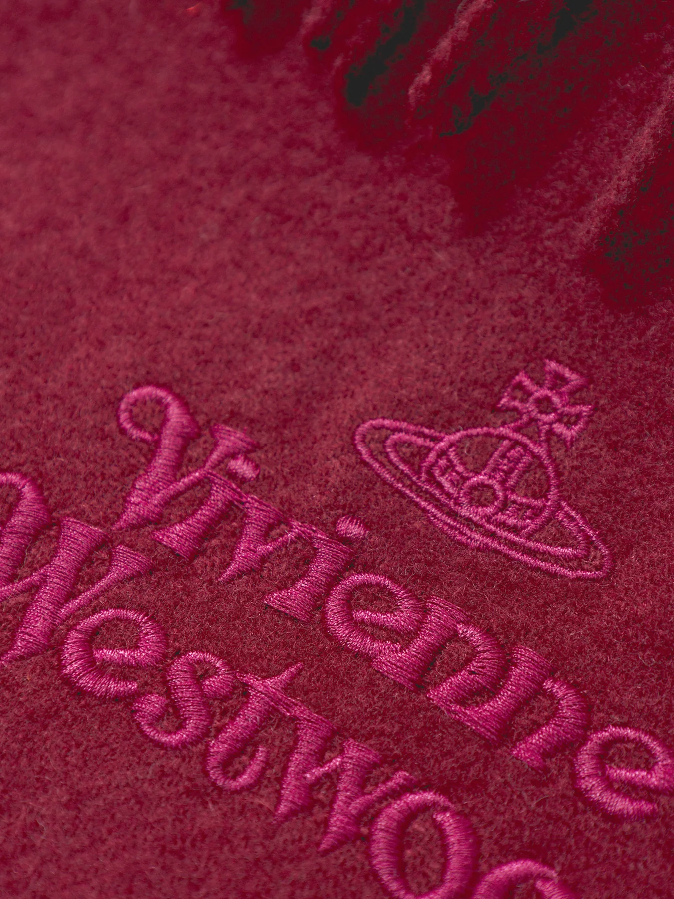 Embroidered Logo Scarf in Burgundy - Image 3