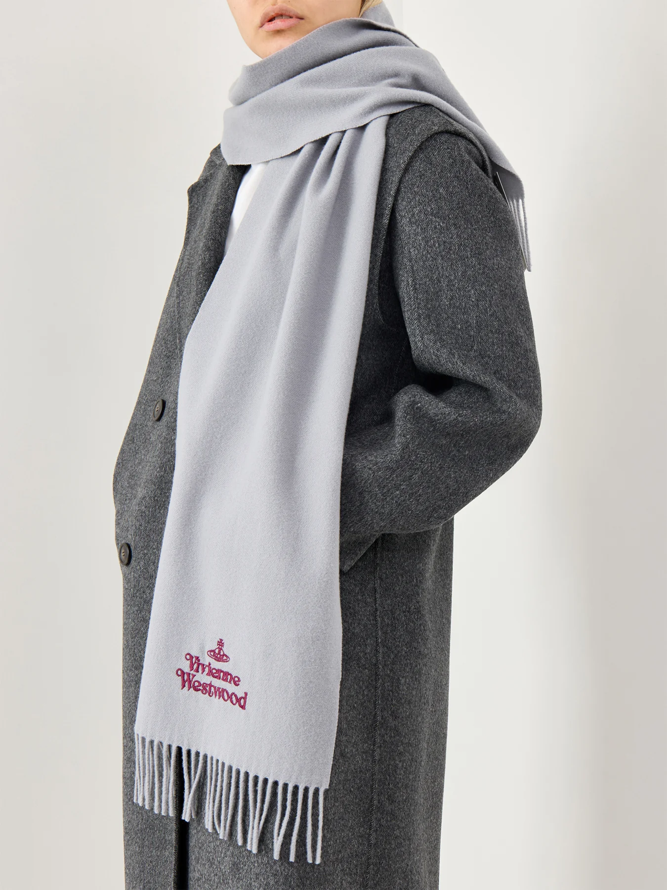Embroidered Logo Scarf in Grey - Image 2