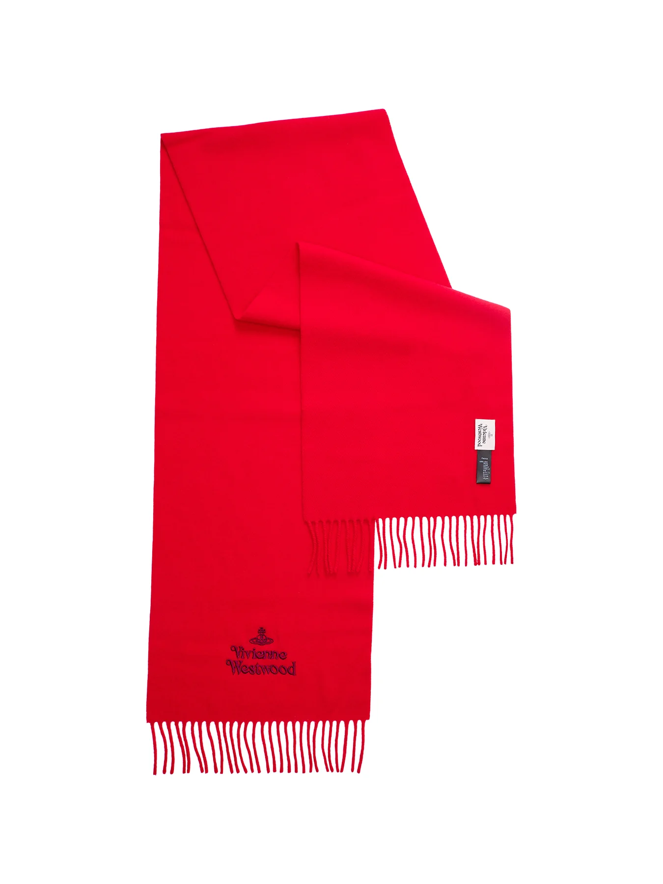 Embroidered Logo Scarf in Red Wool