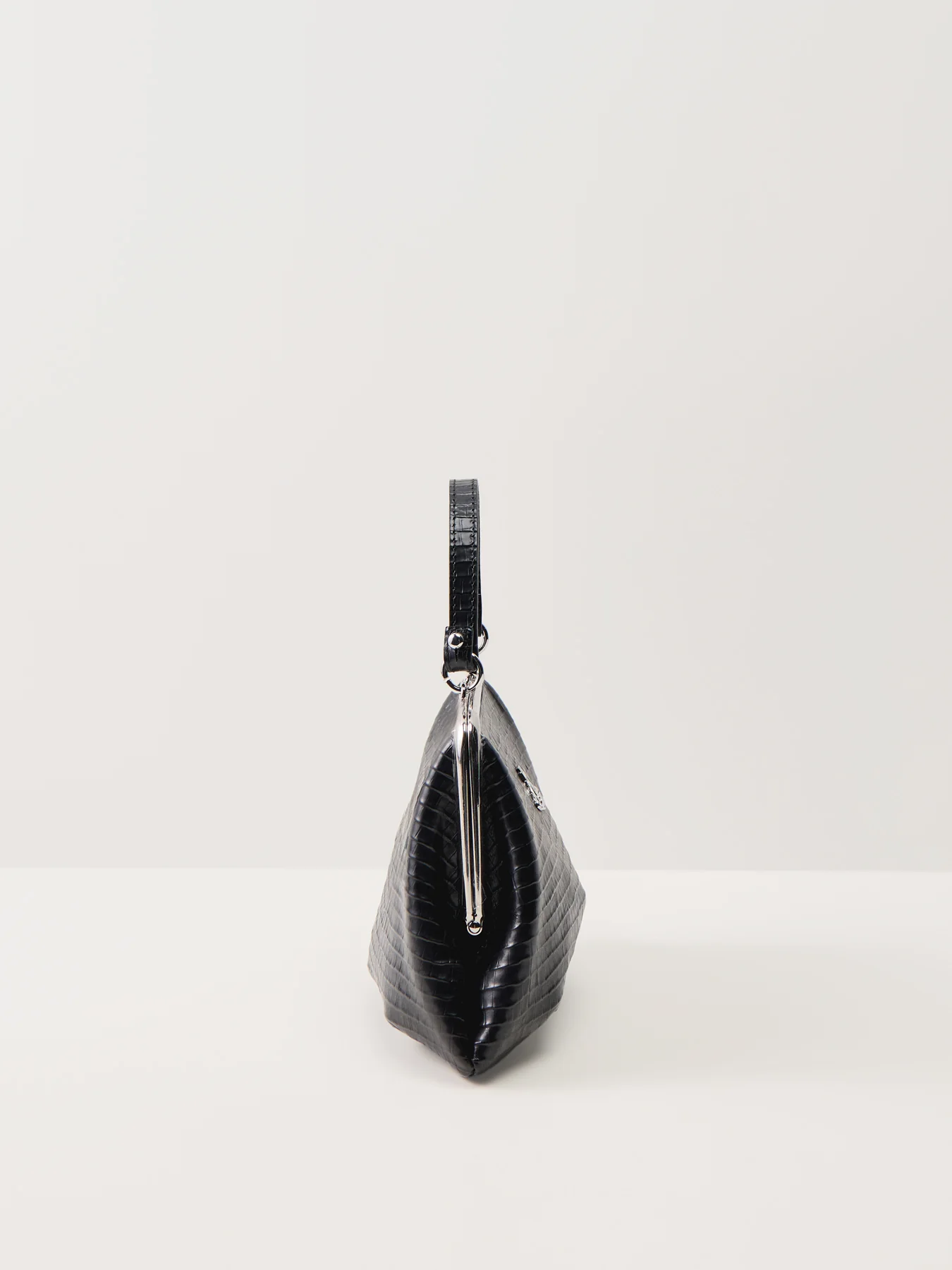 Granny Purse Mini Croc Embossed Black - Image 4