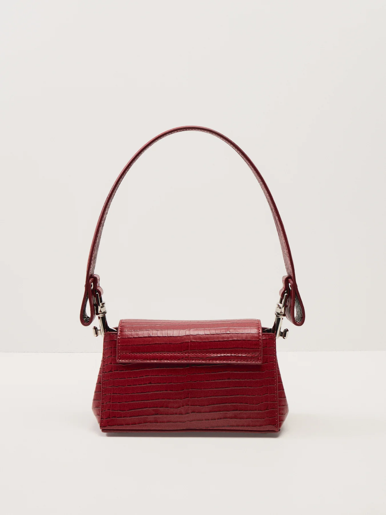 Hazel Mini Croc Embossed Small Handbag Red - Image 3