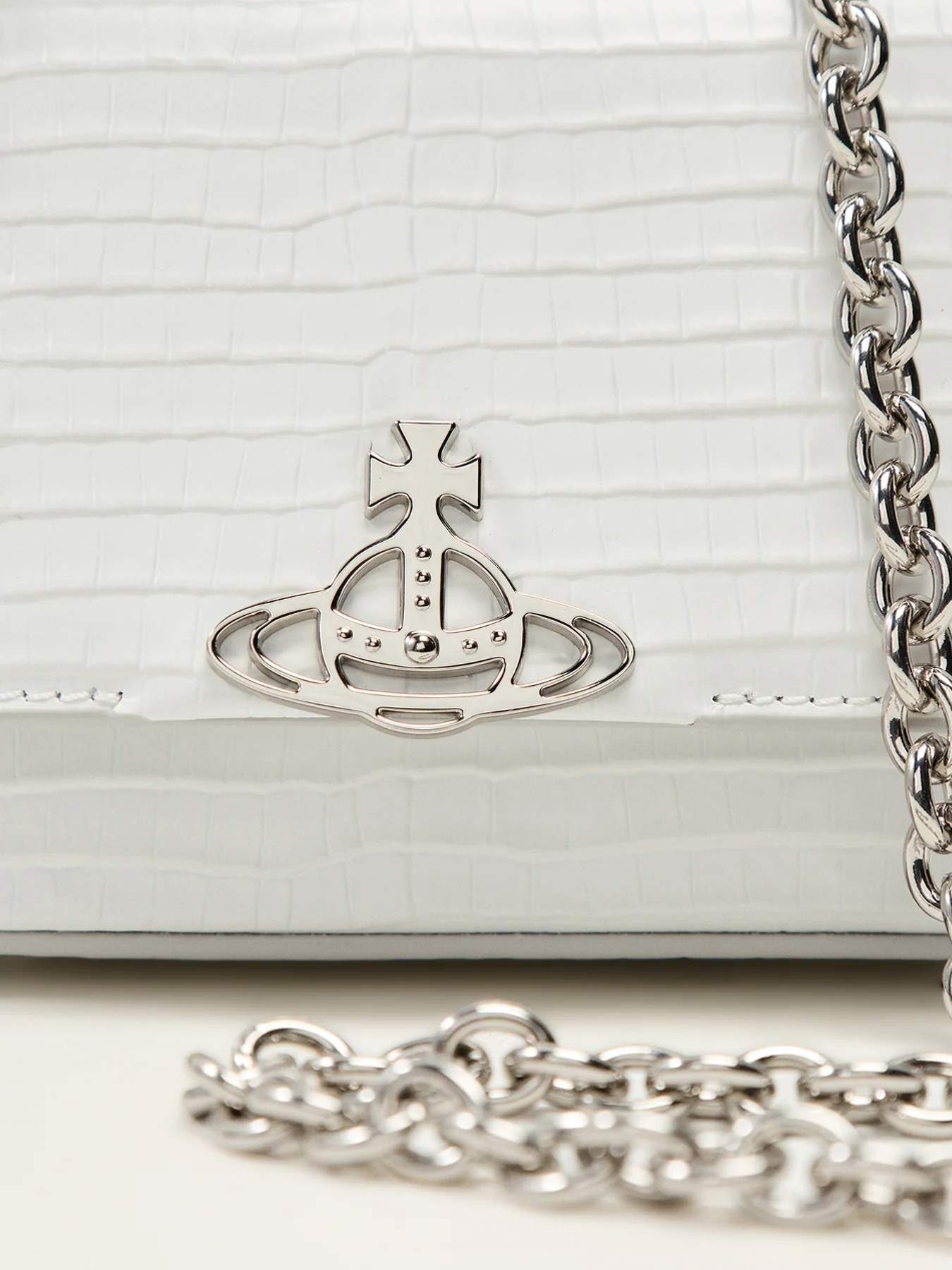 Hazel Mini Croc Embossed Small Handbag White Leather - Image 5