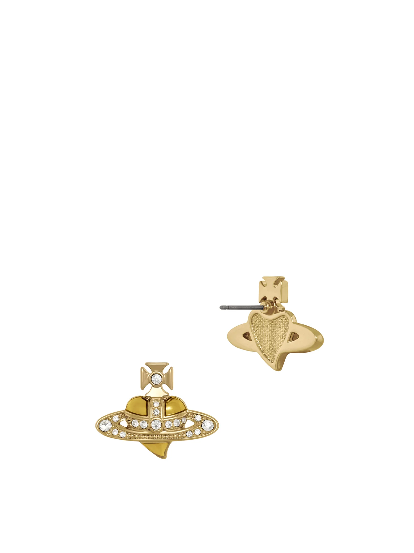 Crystal Heart Earrings Gold