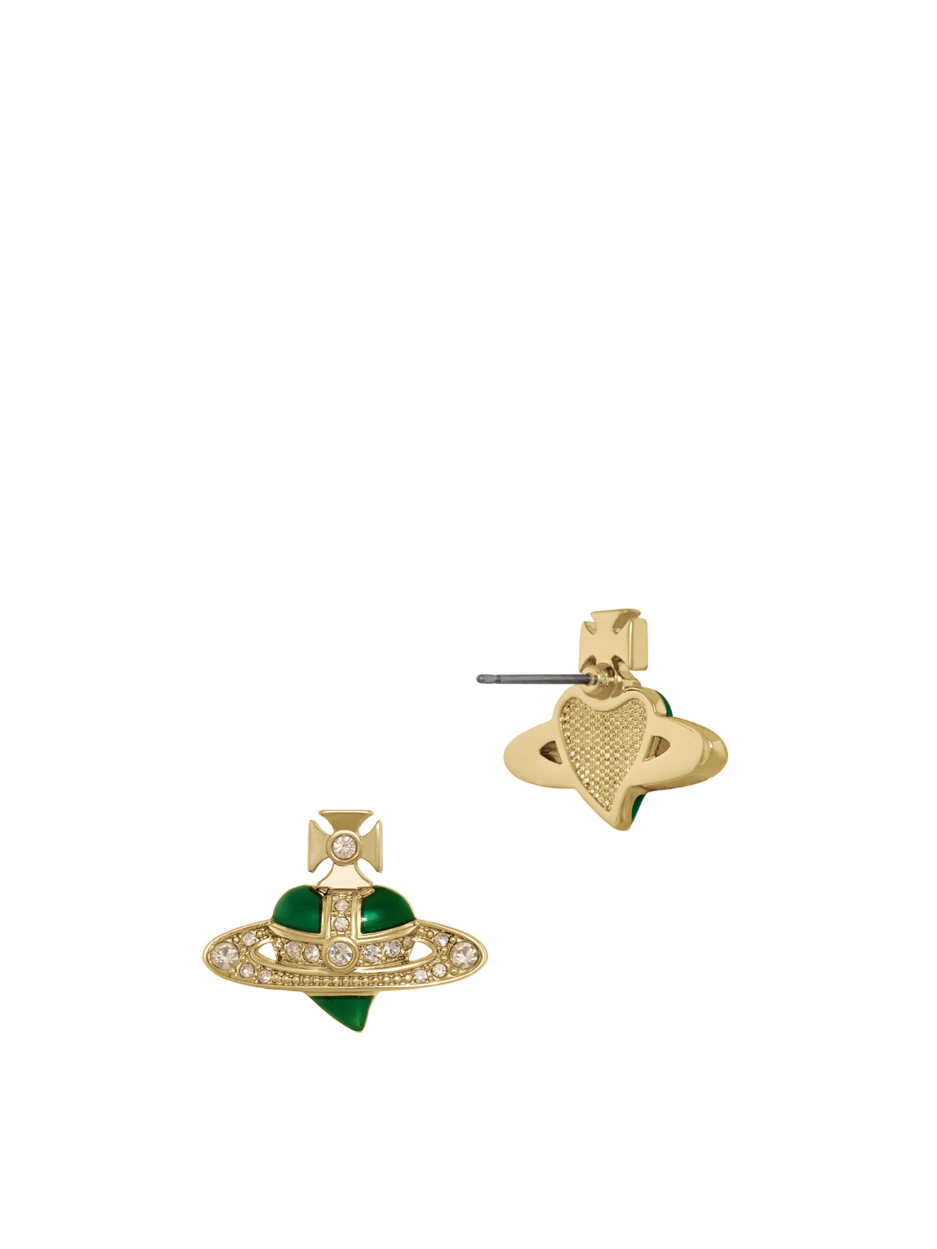 Crystal Heart Earrings Gold