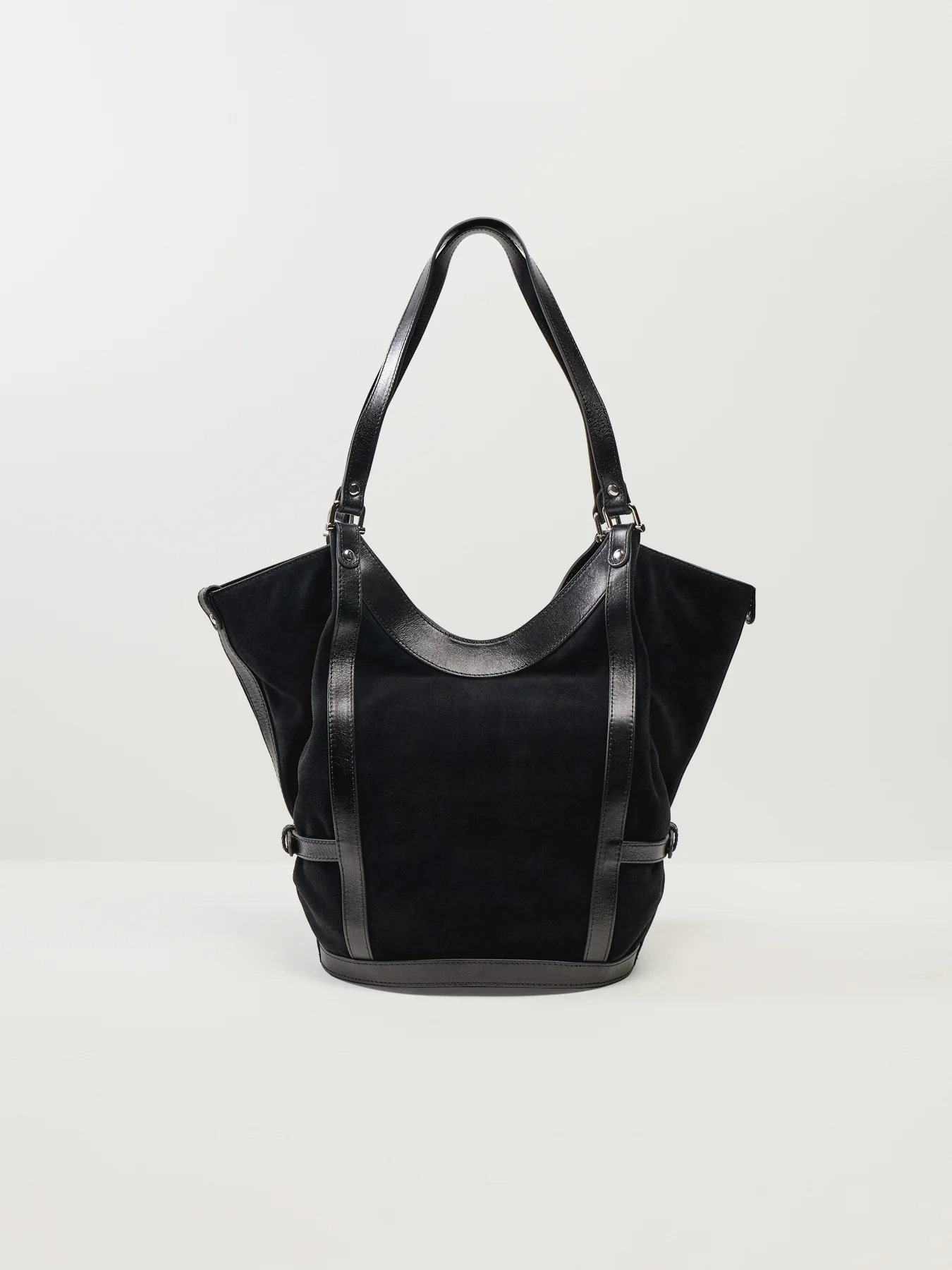 Olive Suede Large Shoulder Bag Black - Image 3