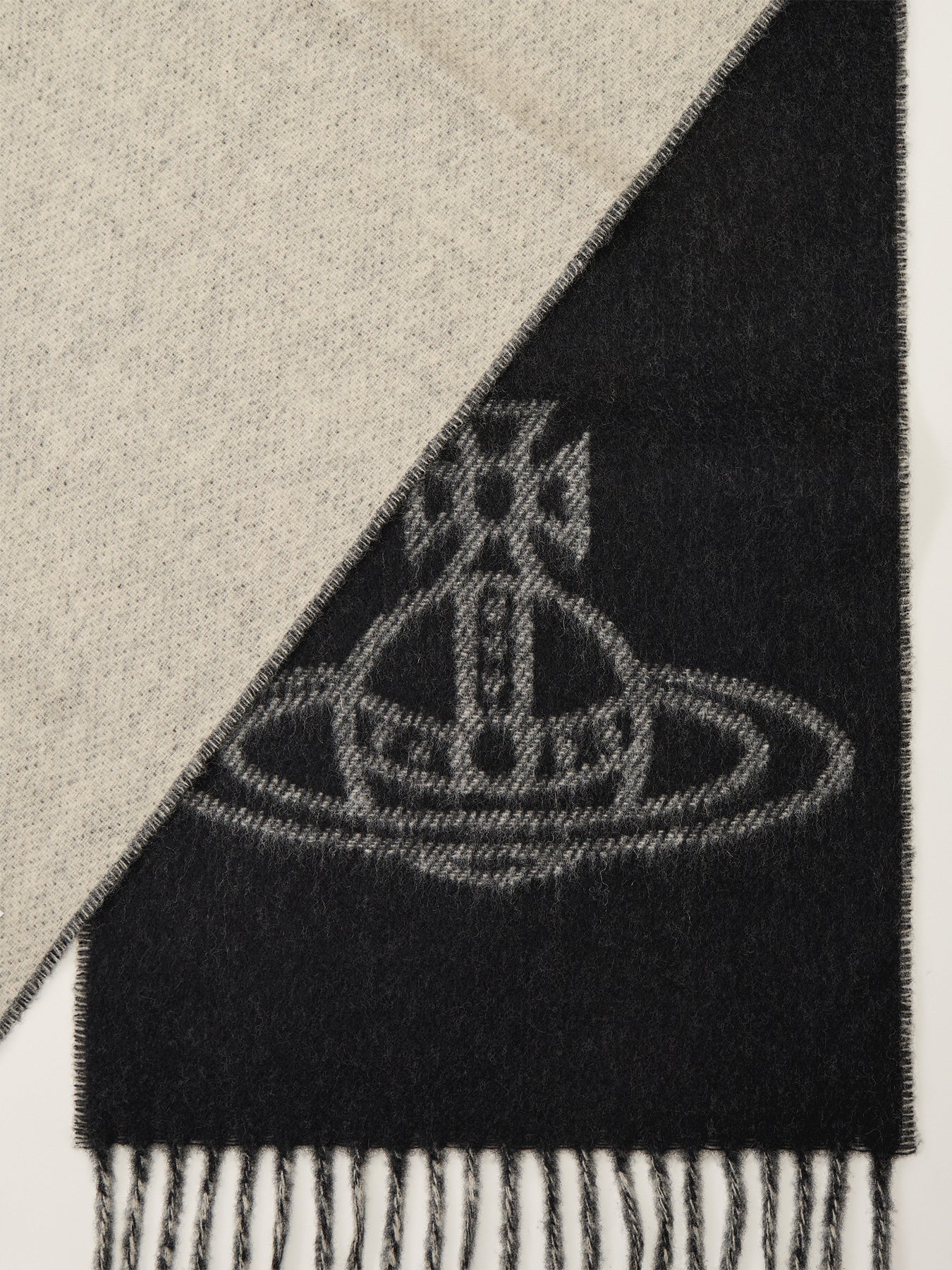 Single Orb Wool Double Faced Scarf Black - Image 3