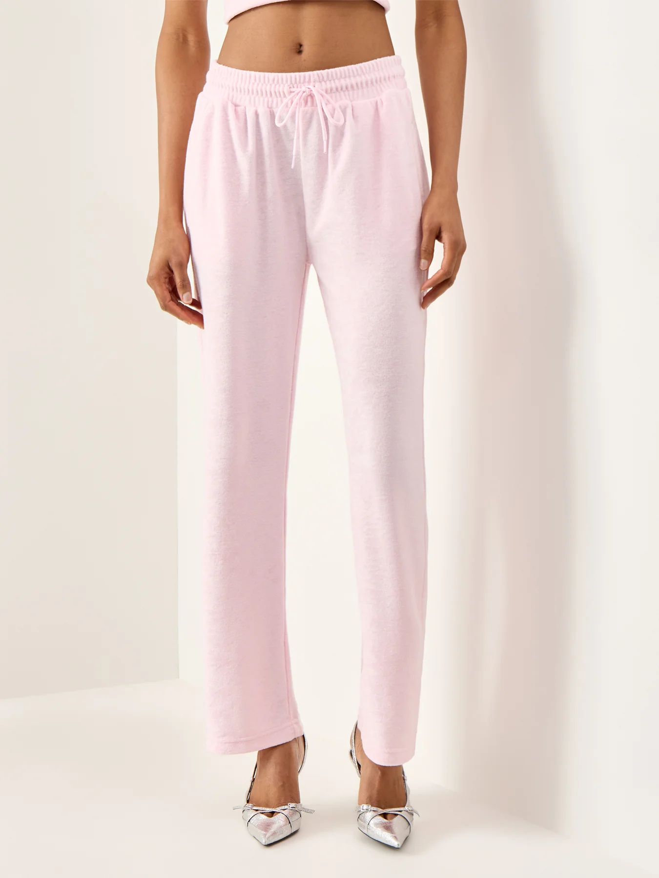 Velour Wide Joggers Pink - Image 4