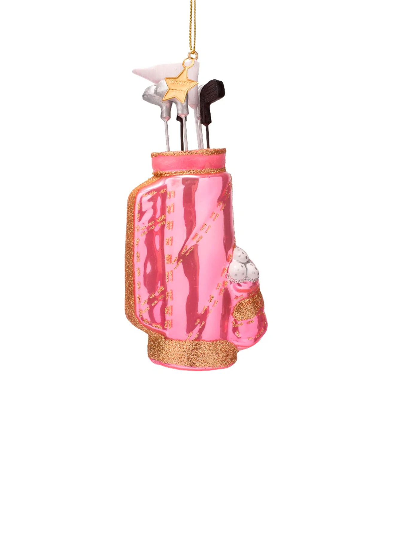 Pink Golf Bag Glass Christmas Hanging Decoration - Image 3