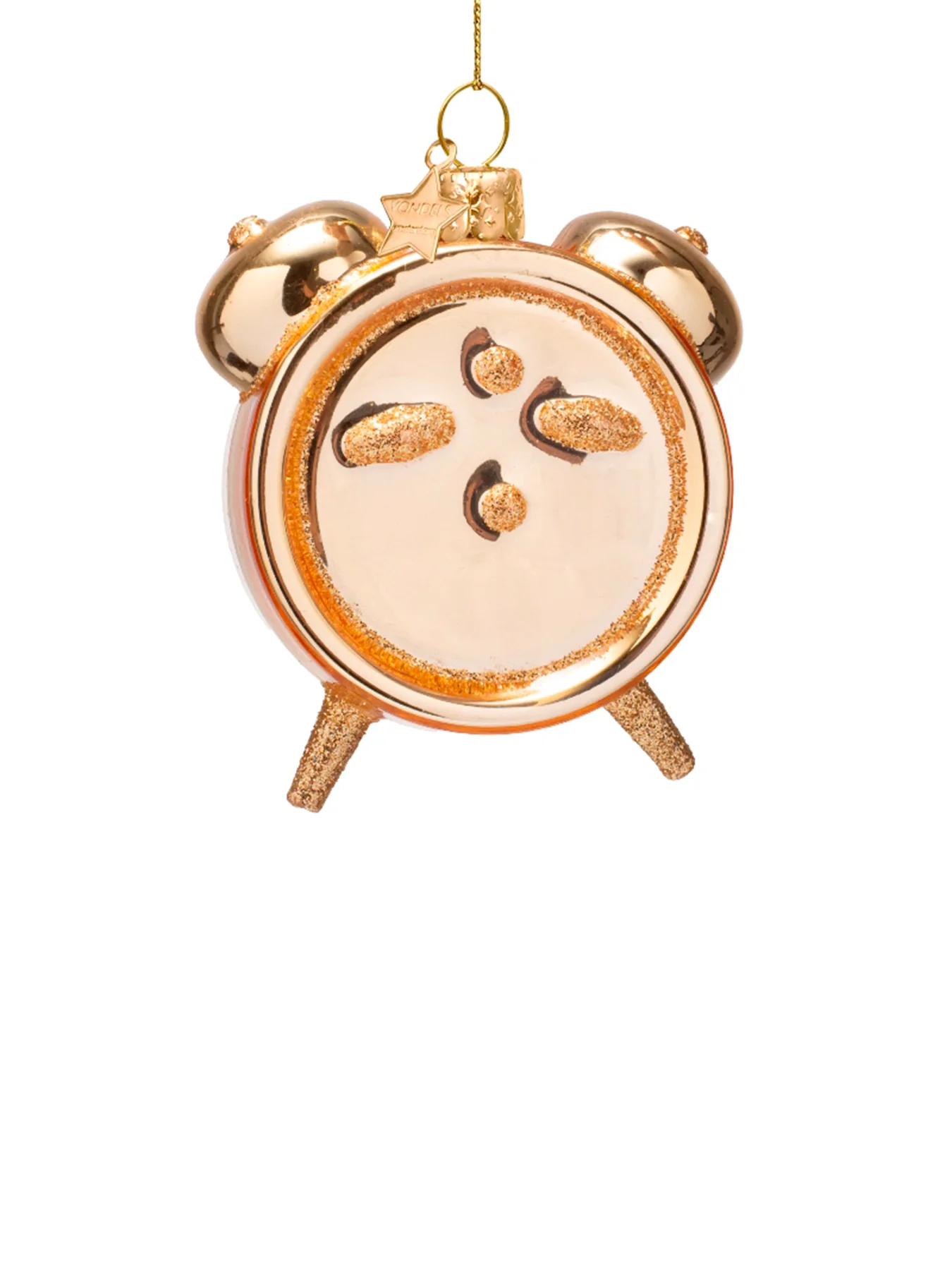 Shiny Gold Wine O'Clock Alarm Glass Christmas Hanging Decoration - Image 2