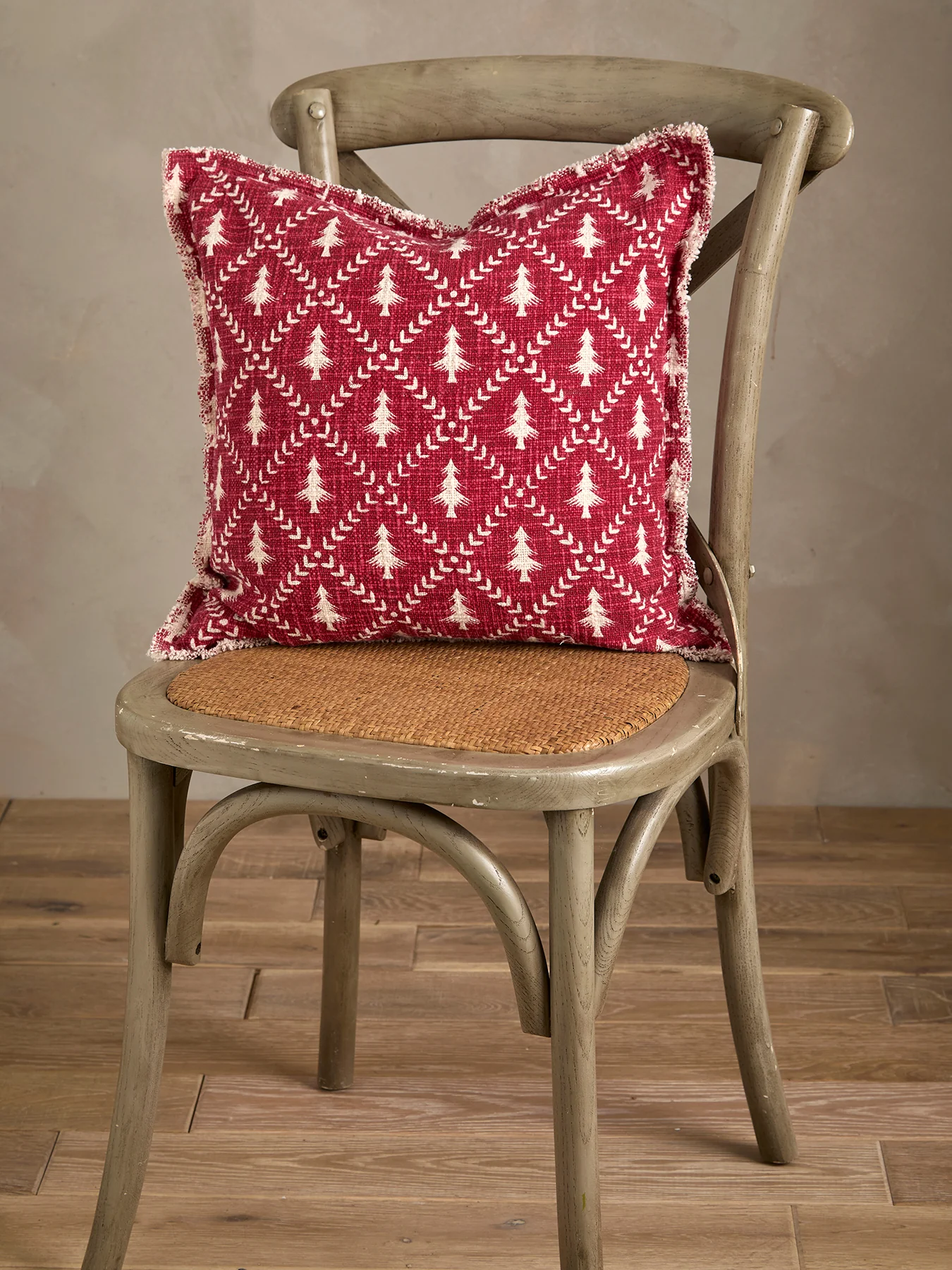 Trellis Cushion Red Poly Fill - Image 3