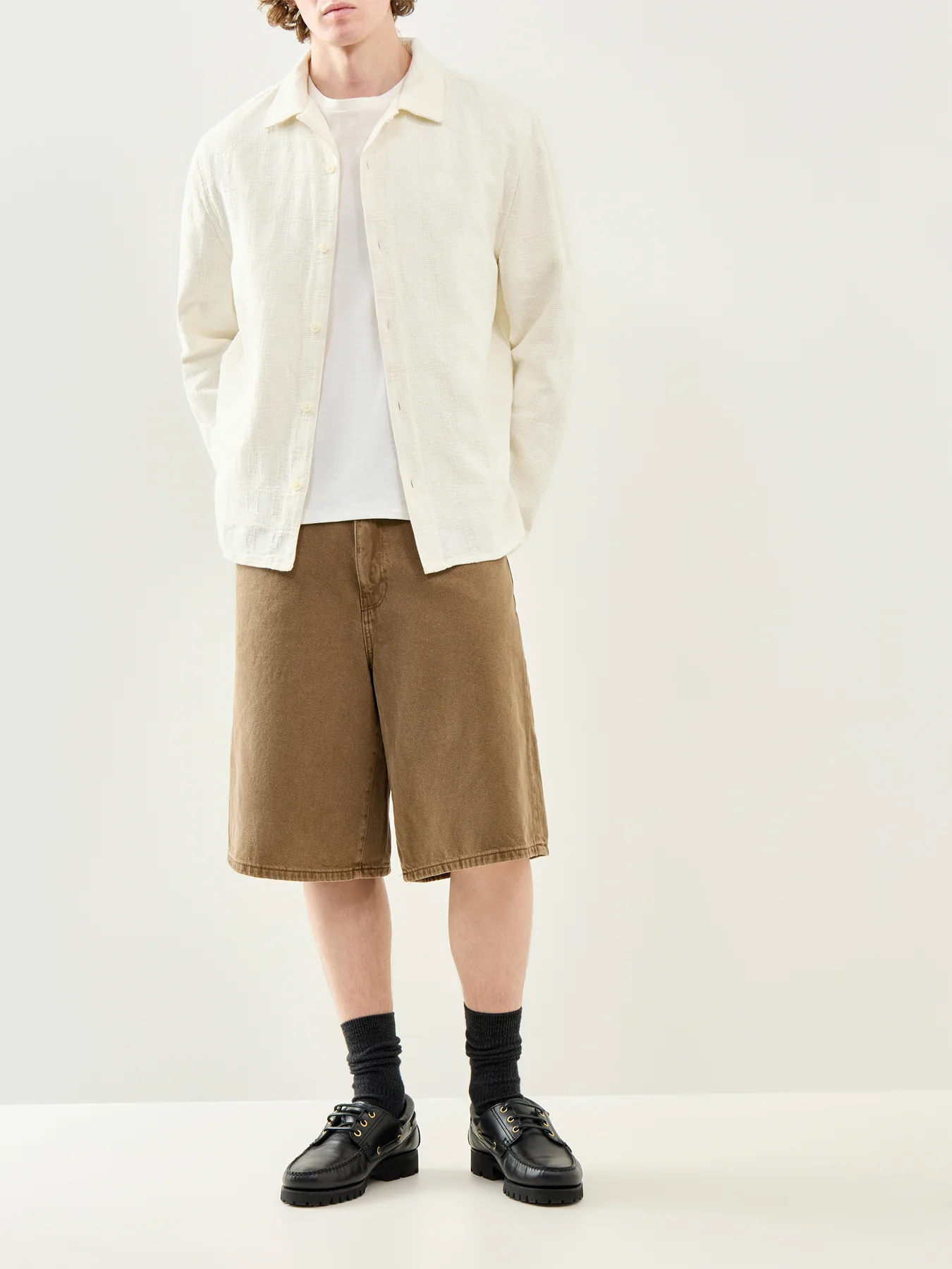 Dobby Check Long Sleeve Shirt White - Image 2