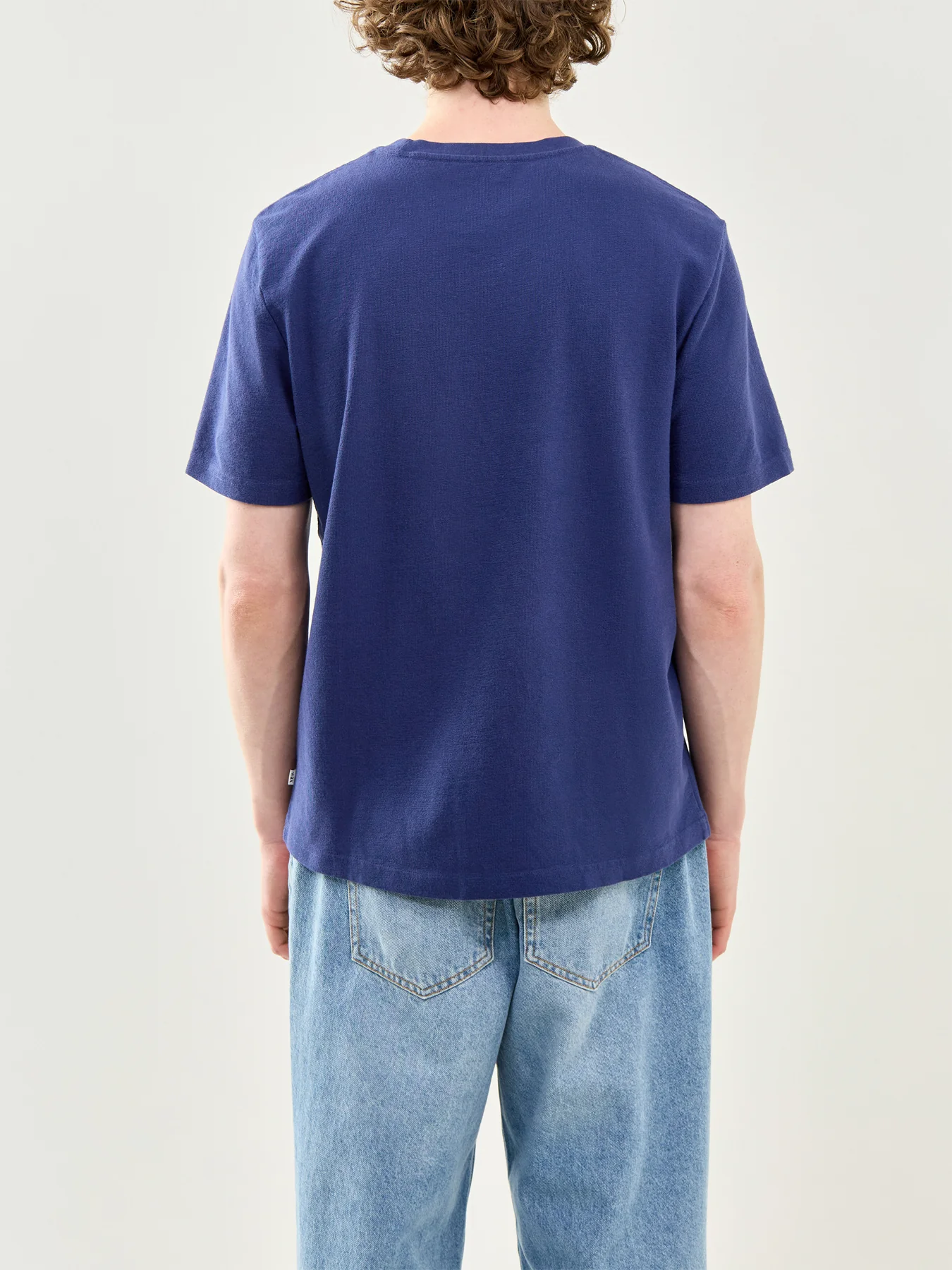 Textured Organic Cotton T-Shirt Blue - Image 5