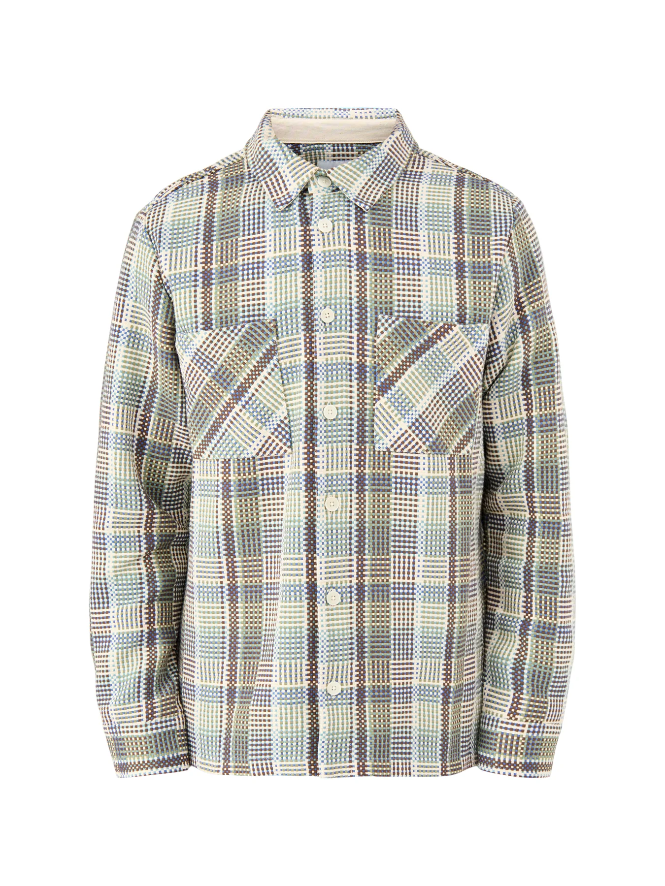 Whiting Basket Weave Overshirt Blue Green