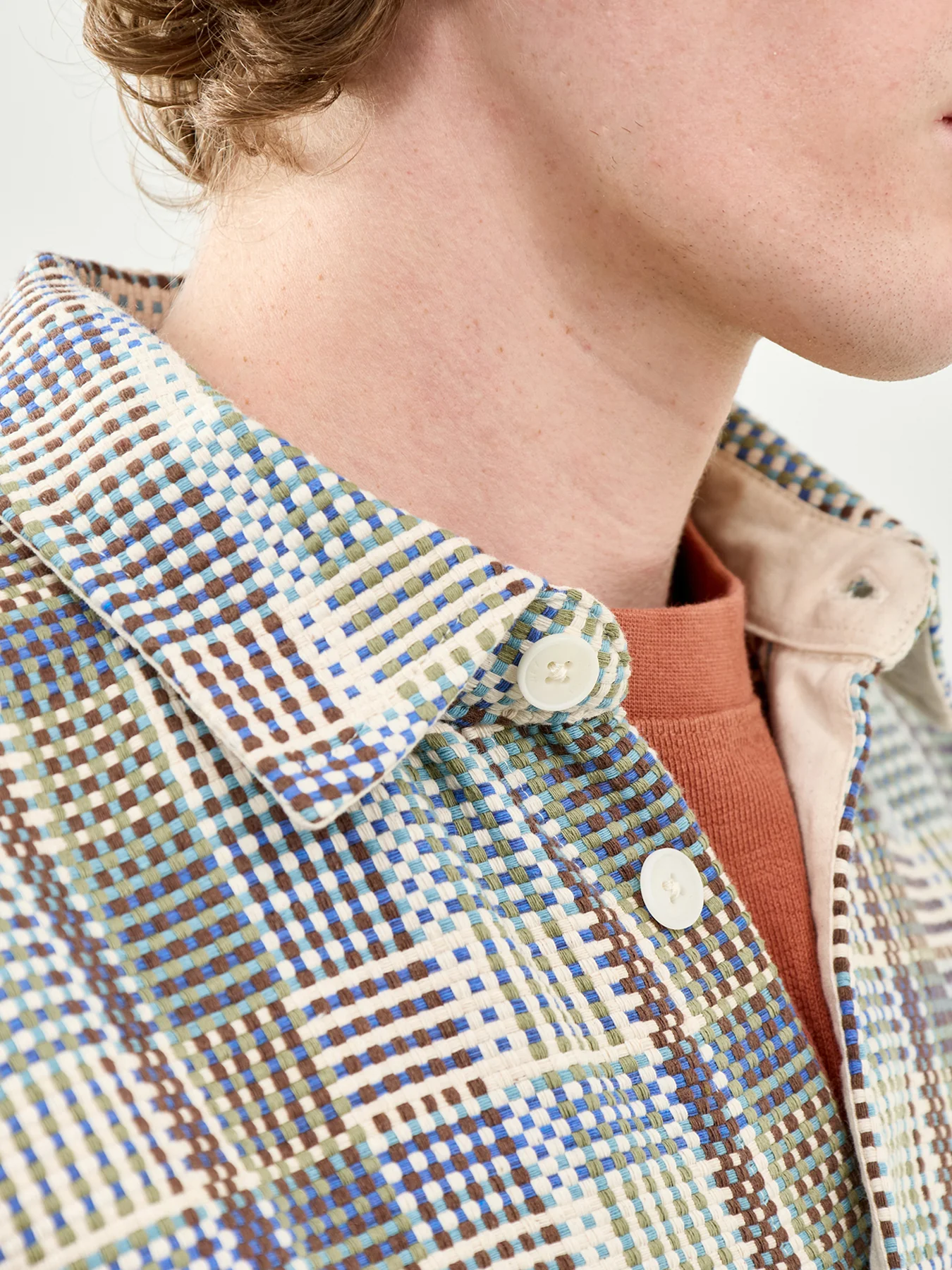 Whiting Basket Weave Overshirt Blue Green - Image 3