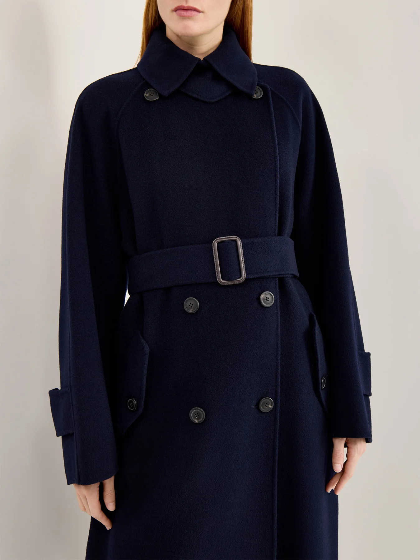 Cadine Long Wool Coat Navy - Image 3
