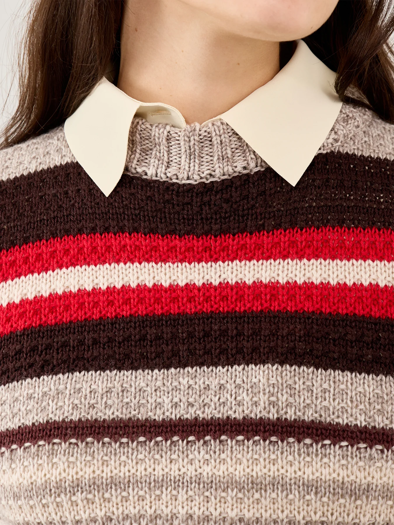 Ilde Stripe Crew Neck Knit Red - Image 3