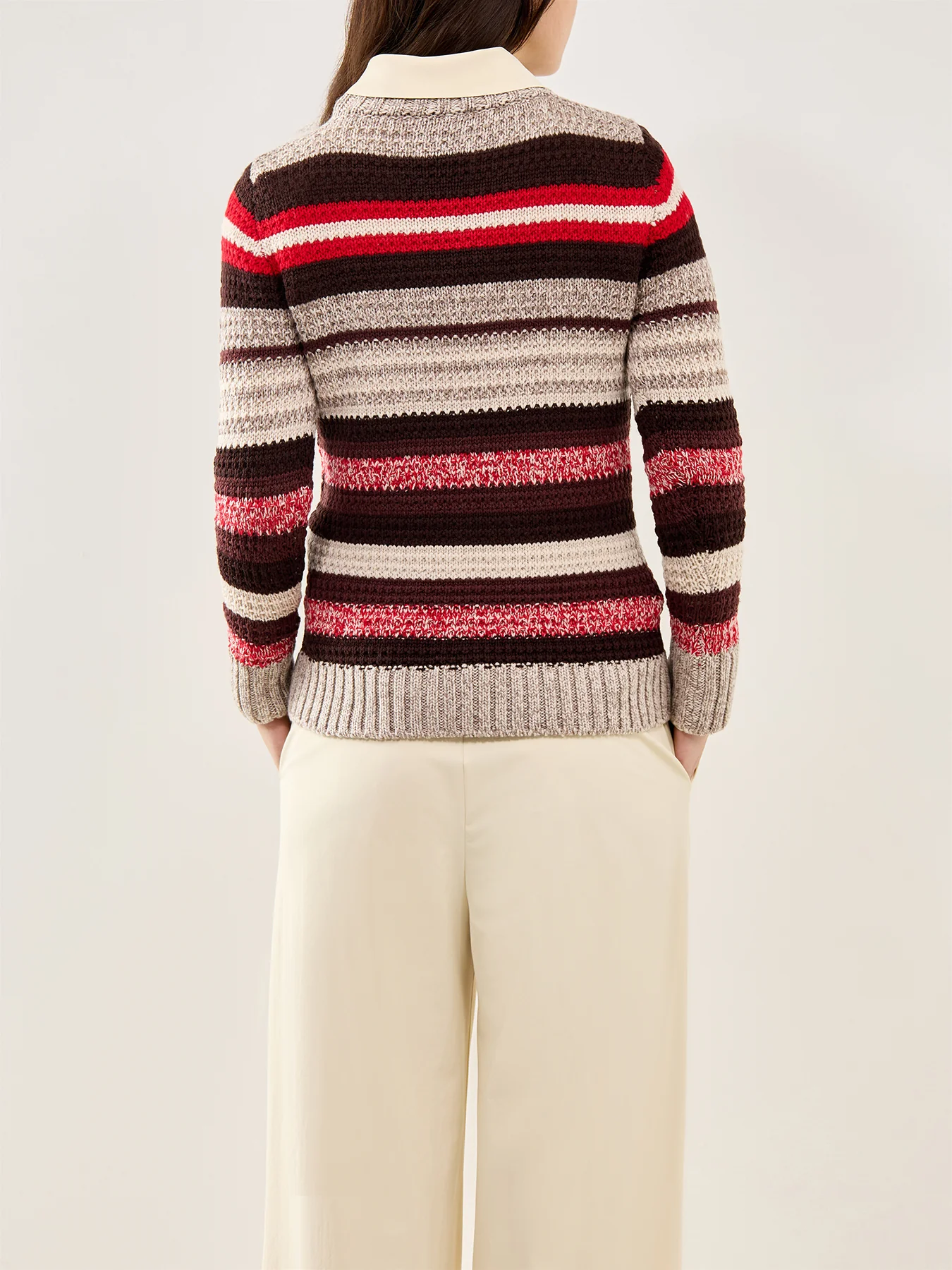 Ilde Stripe Crew Neck Knit Red - Image 5