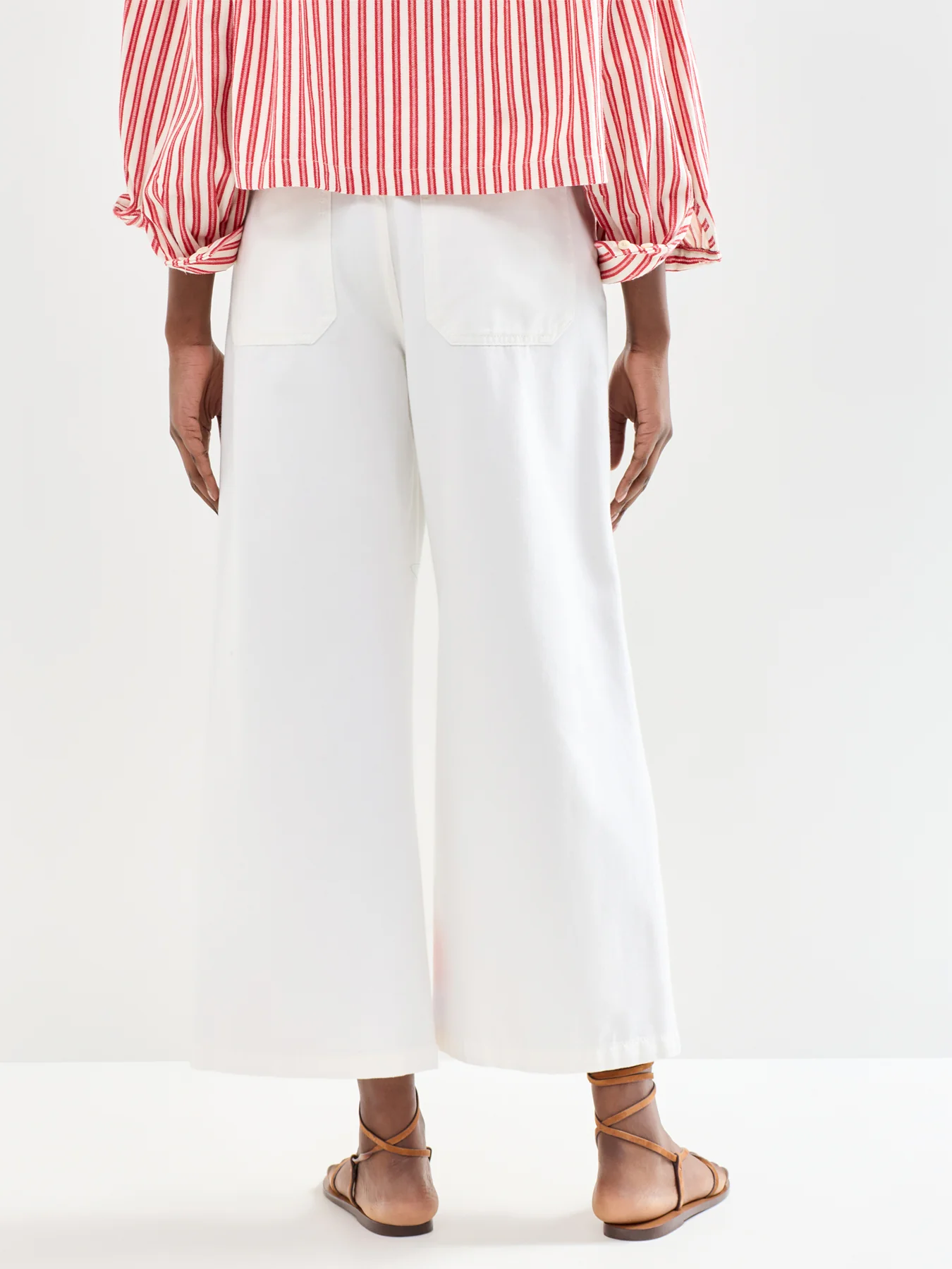 Adunco Wide Leg Cotton Trousers White - Image 5