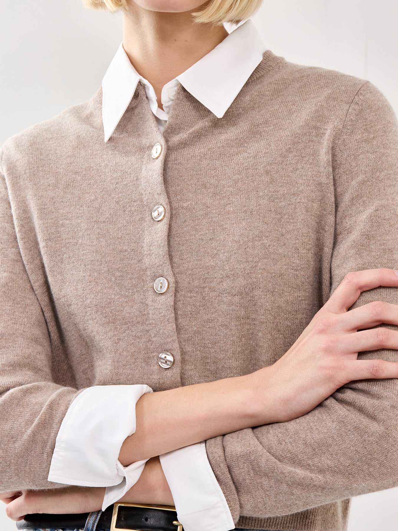 Nebbia Wool Cashmere Cardigan Beige - Image 3