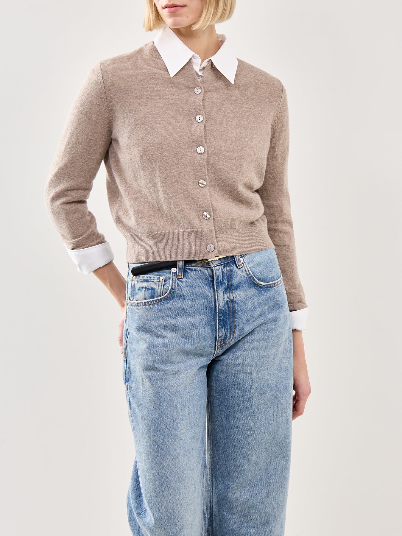 Nebbia Wool Cashmere Cardigan Beige - Image 4