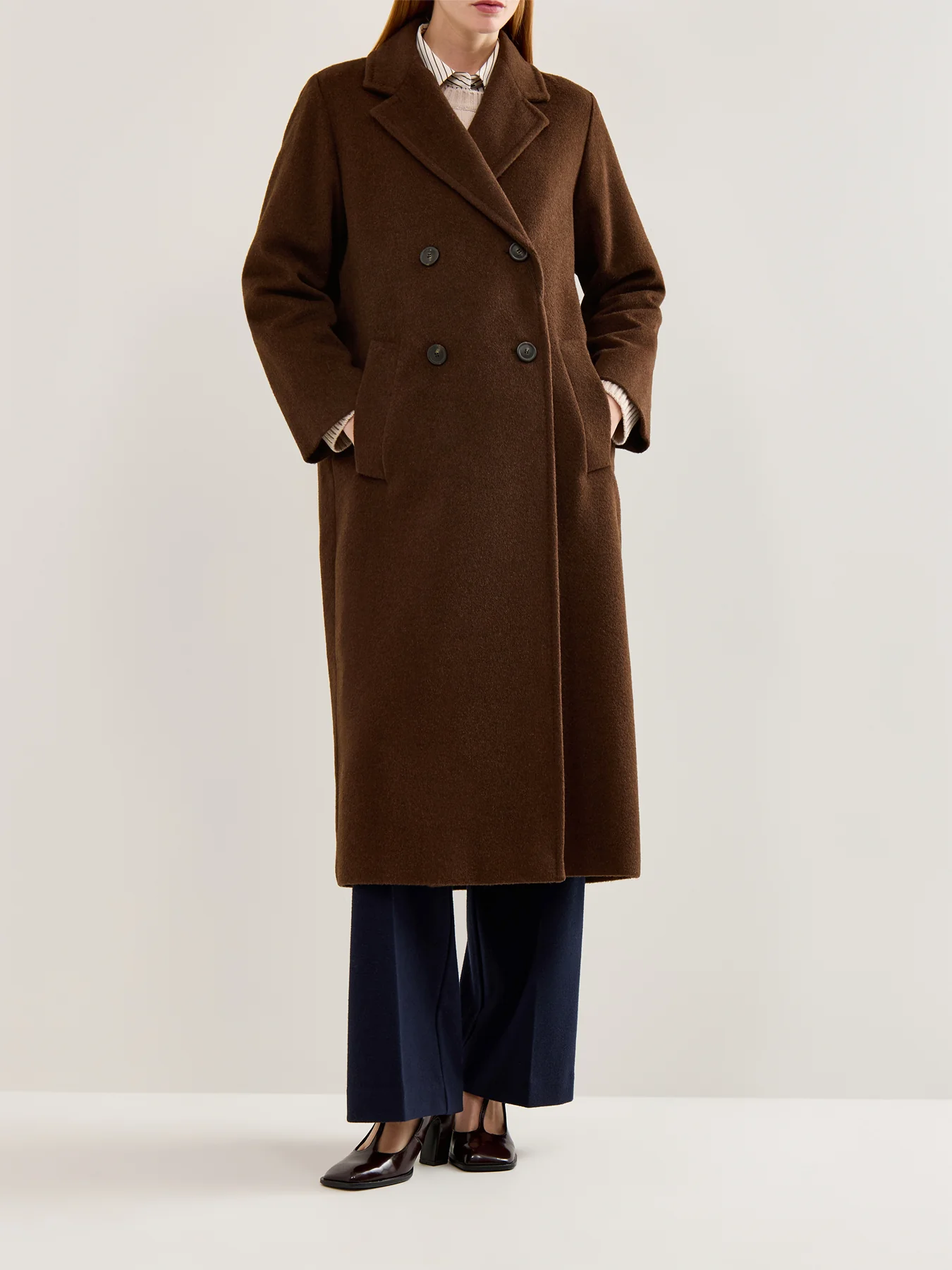 Zufolo Double Breasted Coat Chocolate - Image 4