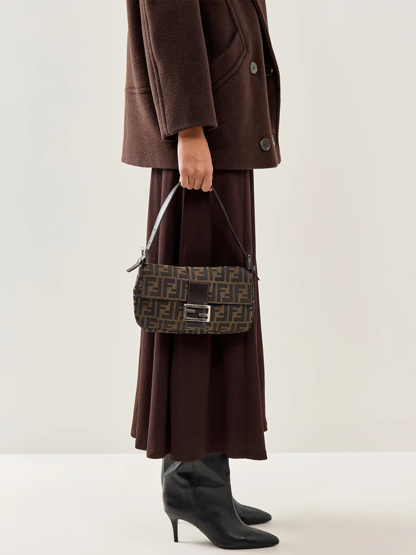 Vintage Fendi Zucca Baguette Bag Brown - Image 2