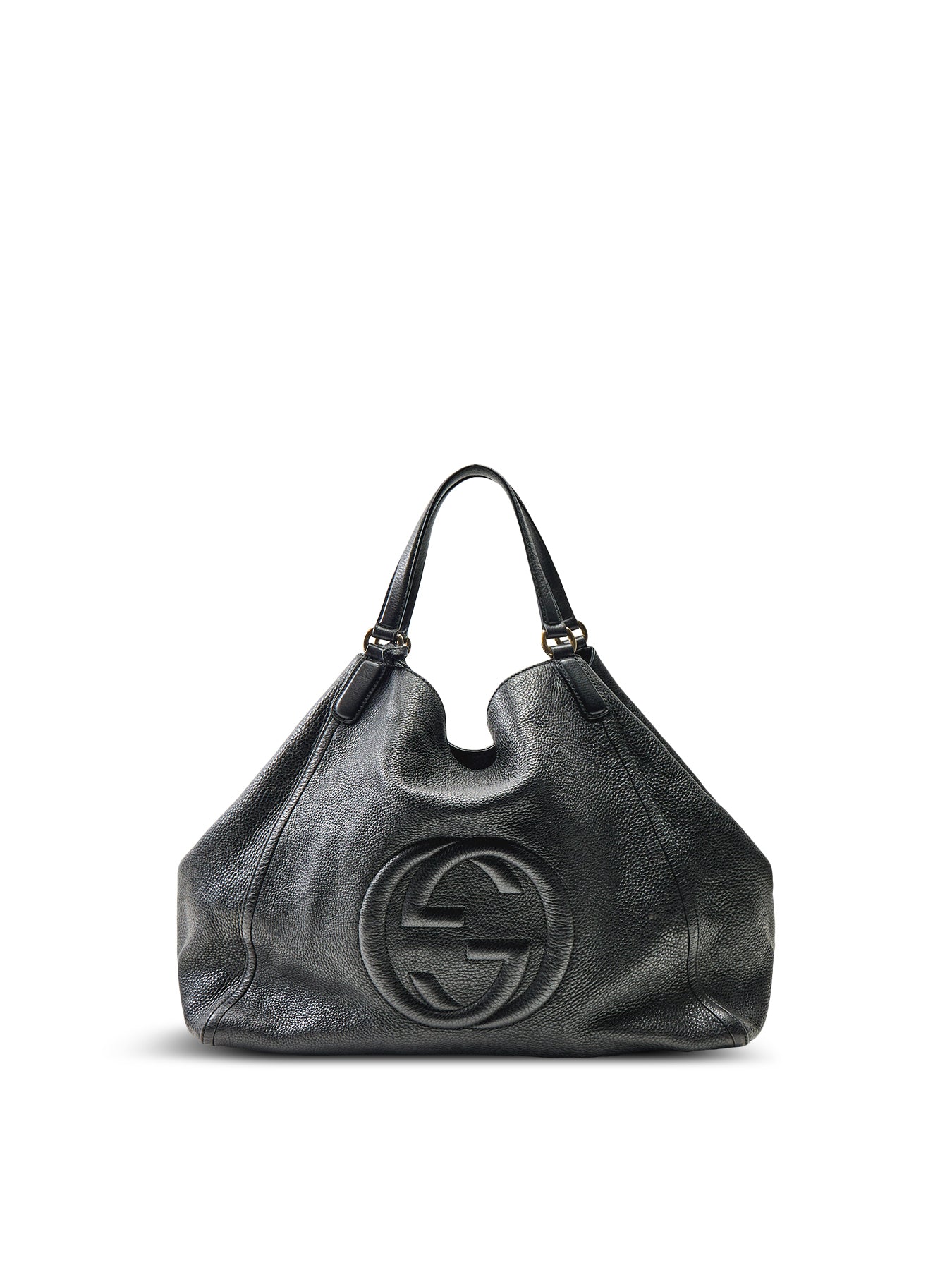 Vintage Gucci Leather Soho Large Top Handle Hobo Bag Black