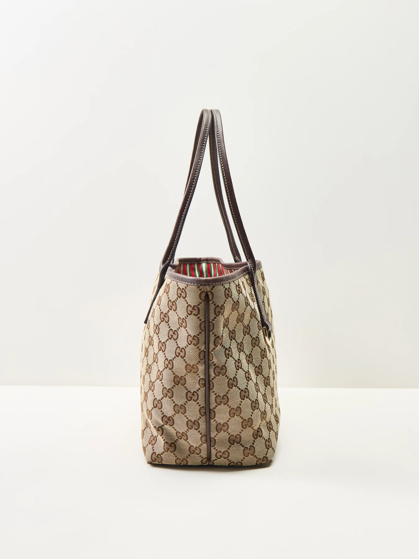 Vintage Gucci Canvas Britt Tote Bag Brown - Image 4