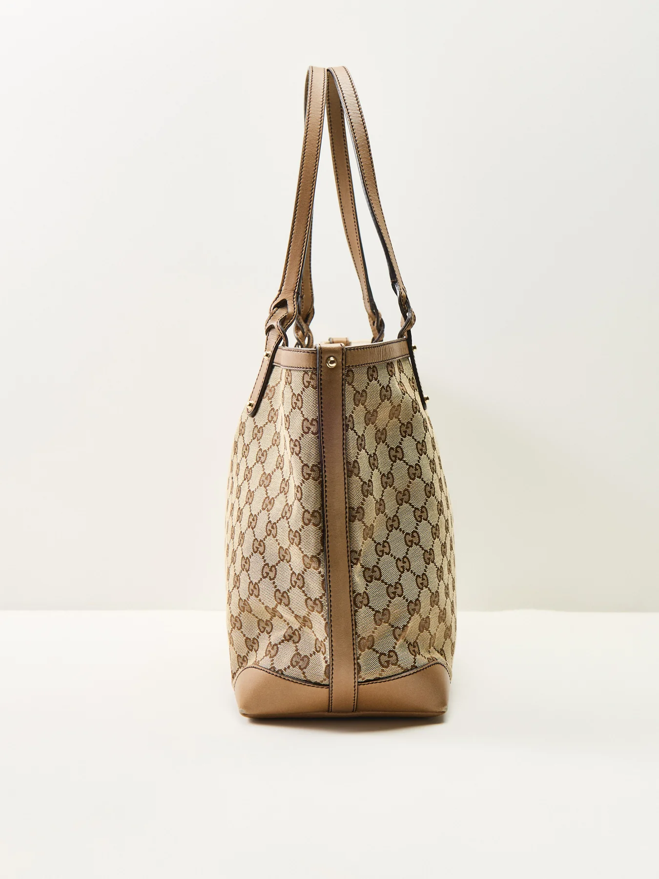Vintage Gucci Canvas Craft Tote Bag Brown - Image 4
