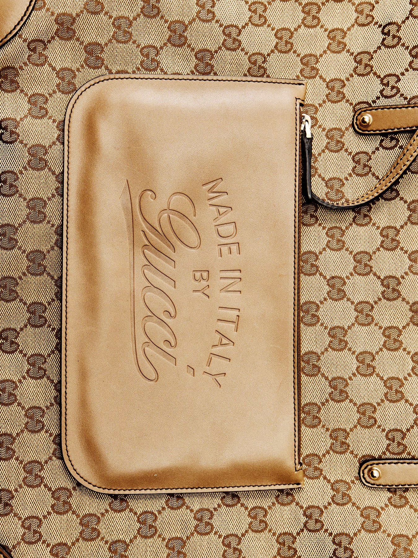 Vintage Gucci Canvas Craft Tote Bag Brown - Image 5