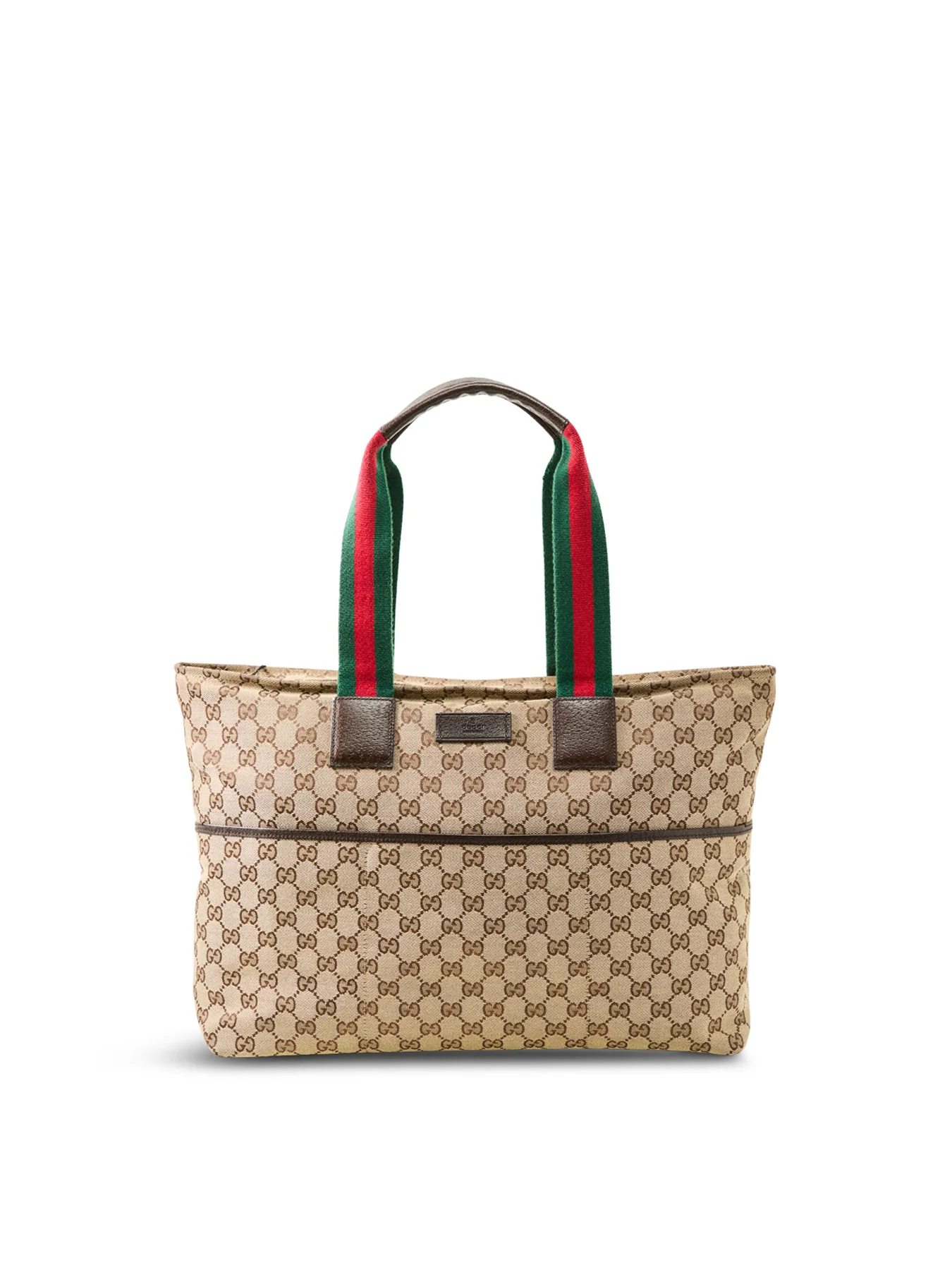 Vintage Gucci Web Zip Tote Large Brown