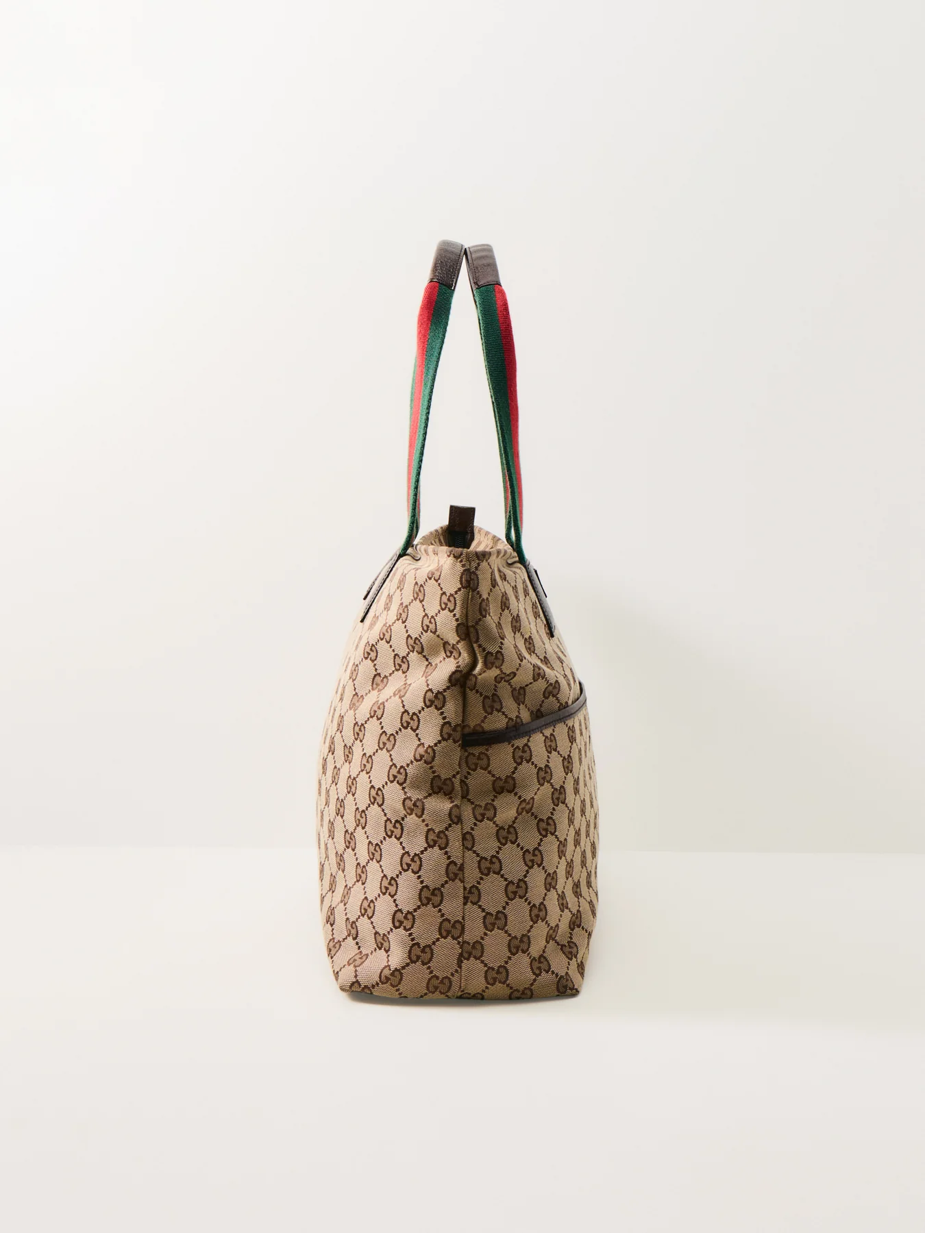 Vintage Gucci Web Zip Tote Large Brown - Image 4