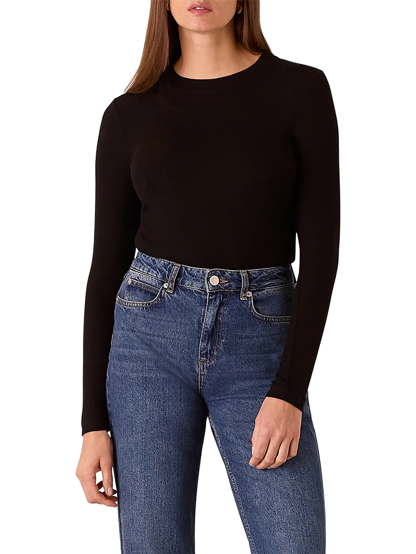 Essential Ribbed Crew Black - Image 4