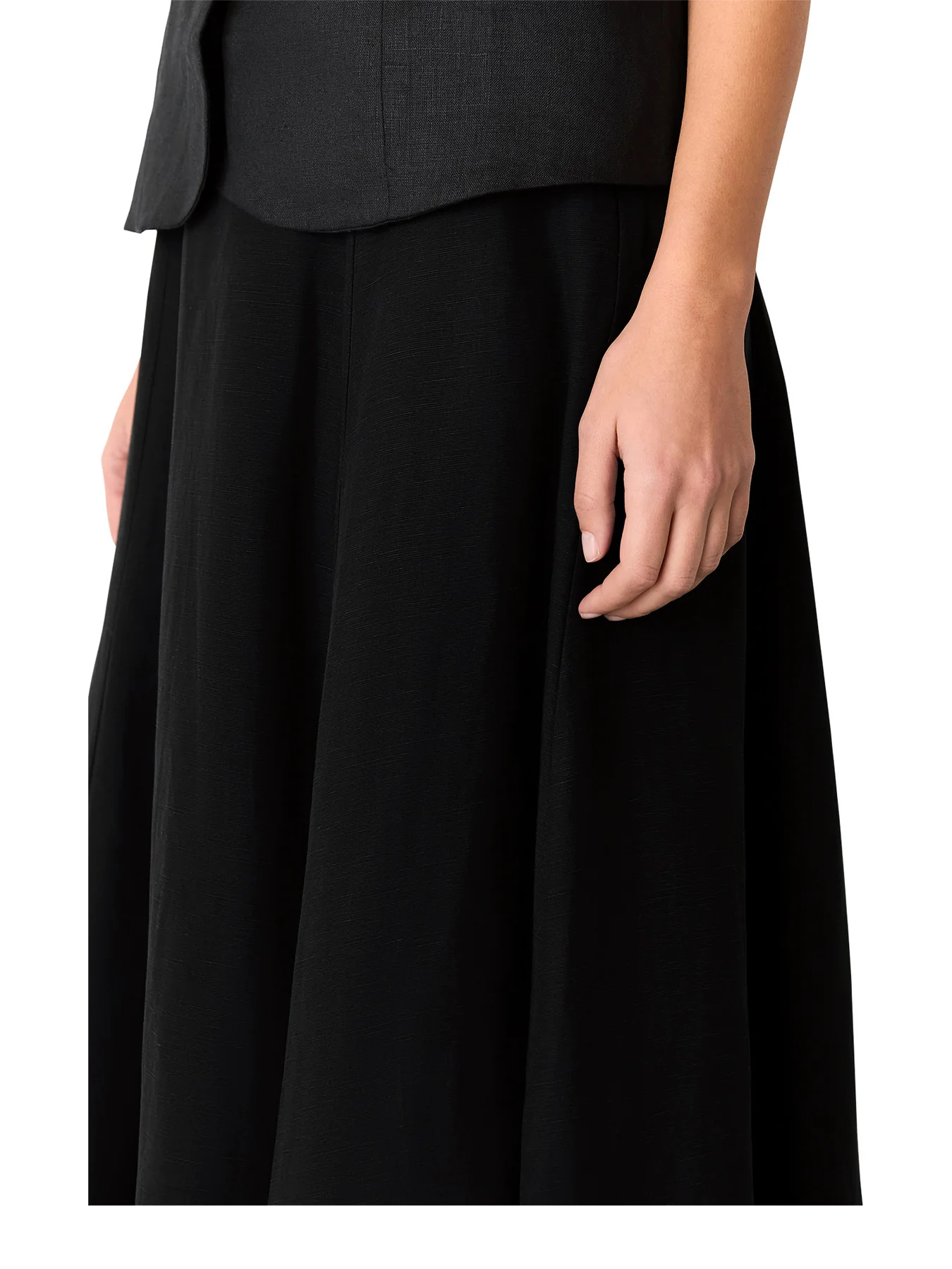 Black Helena Linen Blend Skirt - Image 4