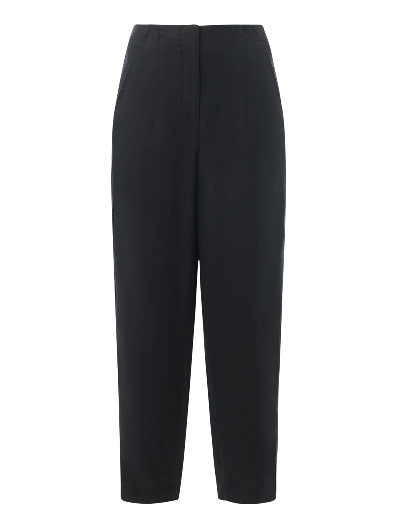 Black Linen Barrel Leg Trouser