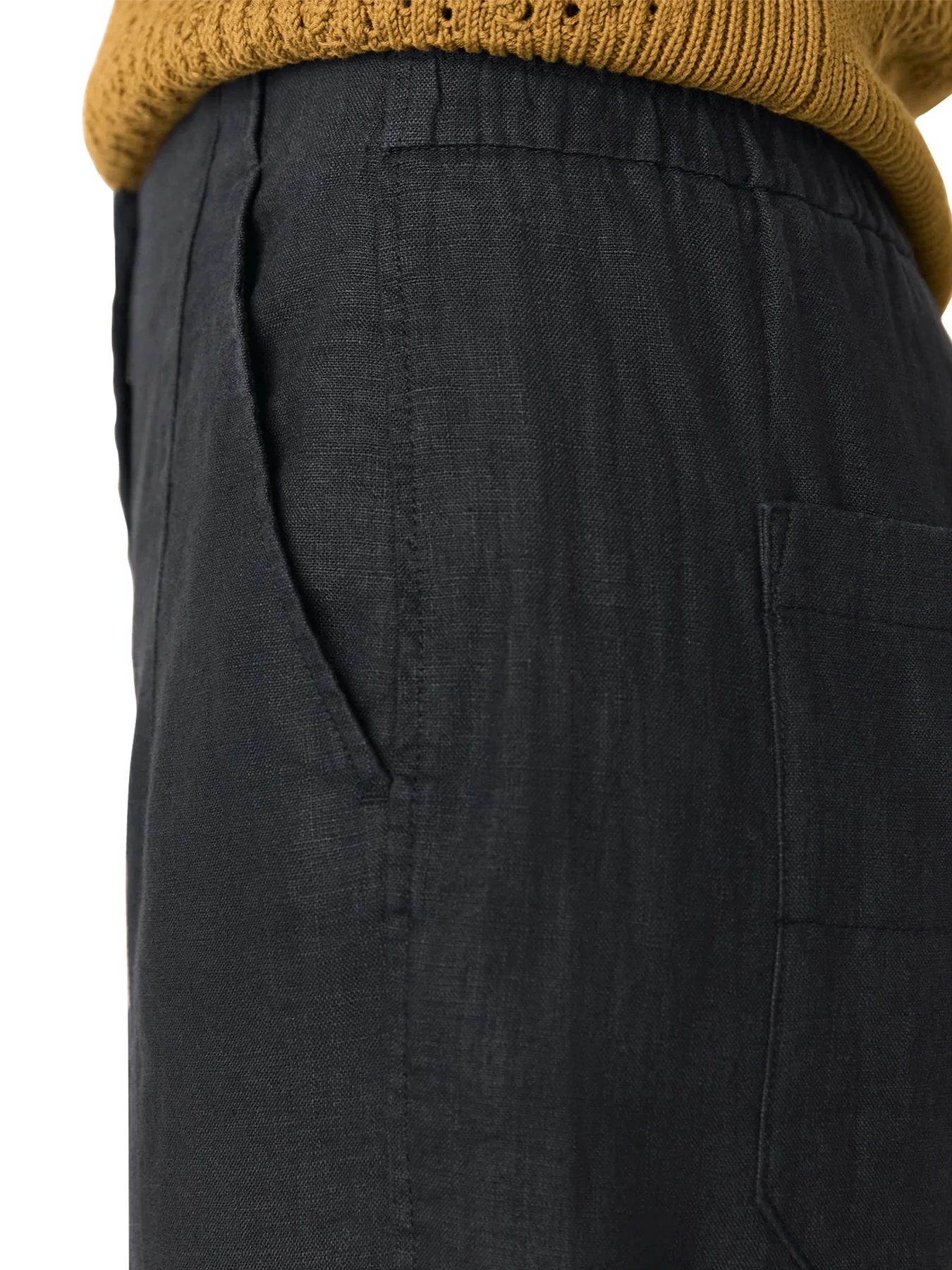 Black Linen Barrel Leg Trouser - Image 4