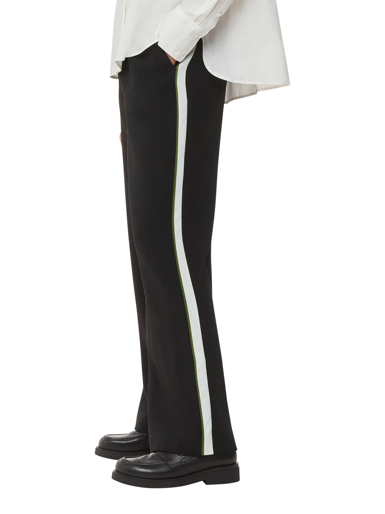 Crepe Side Stripe Trouser Black - Image 2