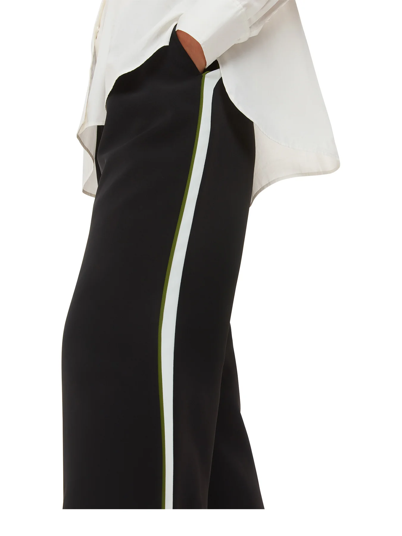 Crepe Side Stripe Trouser Black - Image 4