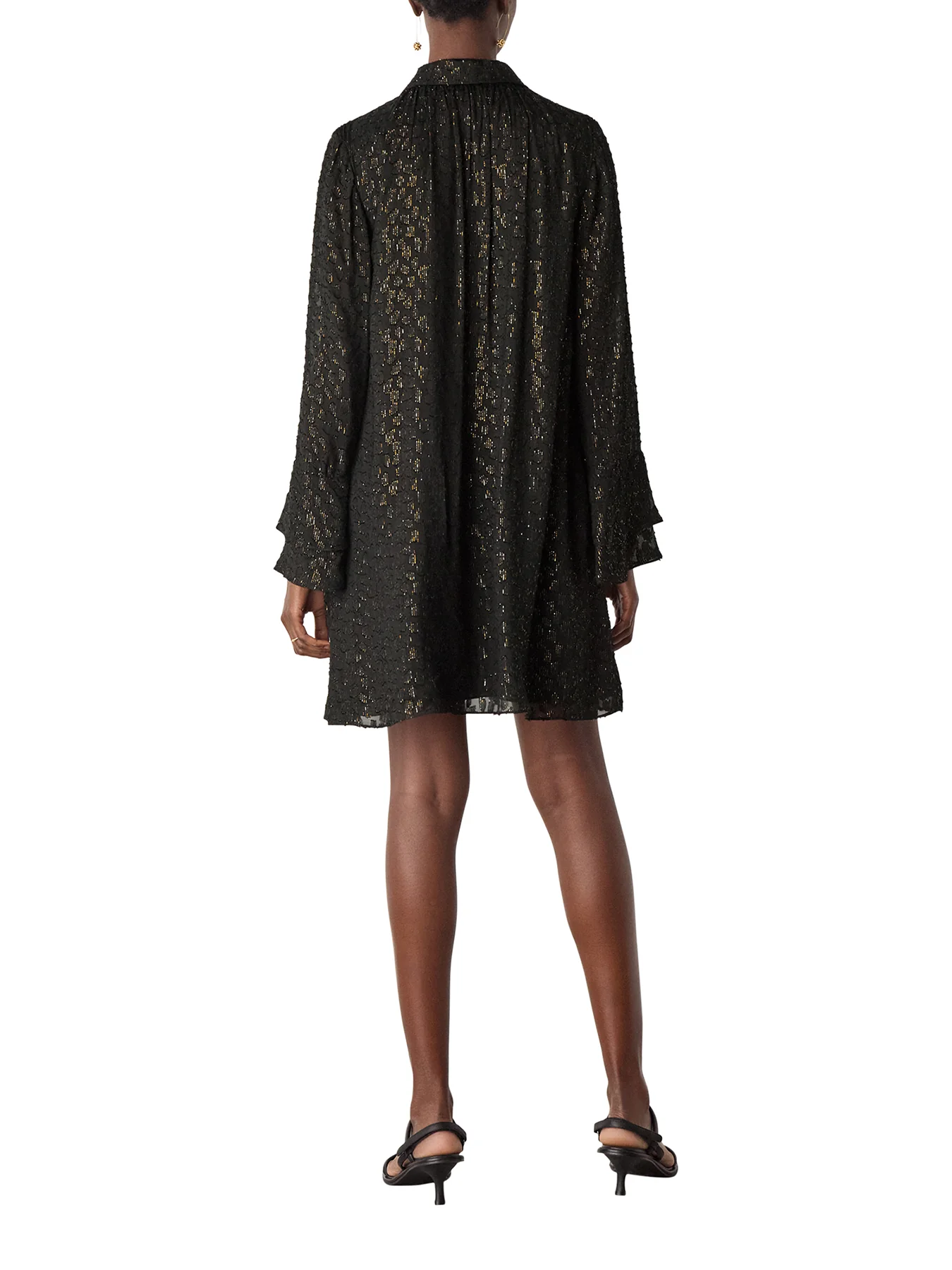 Metallic Dobby Mini Dress Silver - Image 3