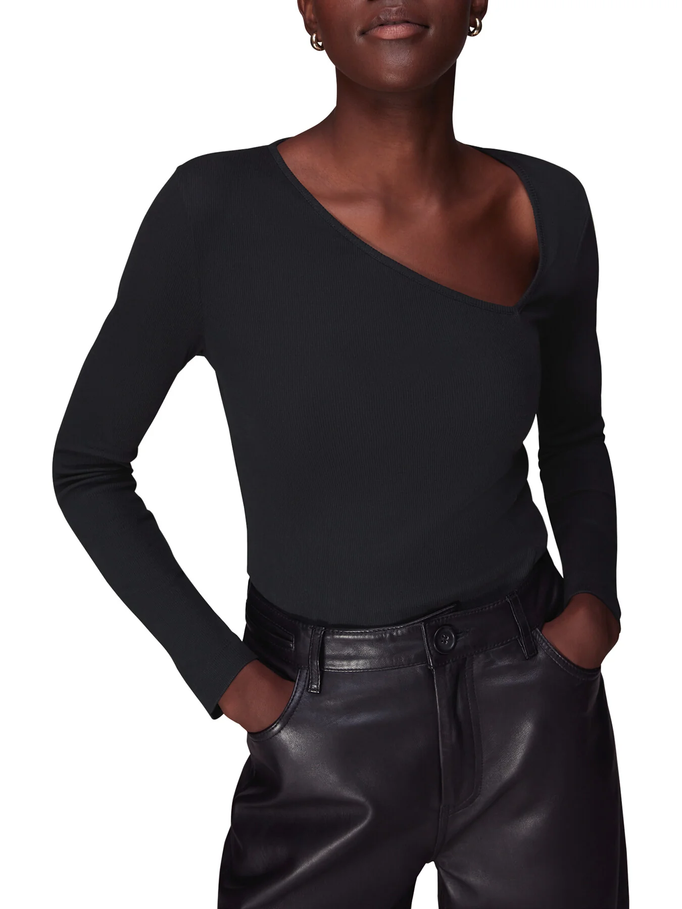 Ribbed Asymmetric V-Neck Top - Image 4
