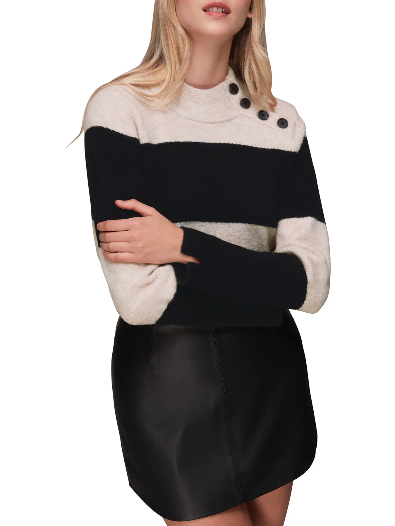 Stripe Button Neck Jumper - Image 3