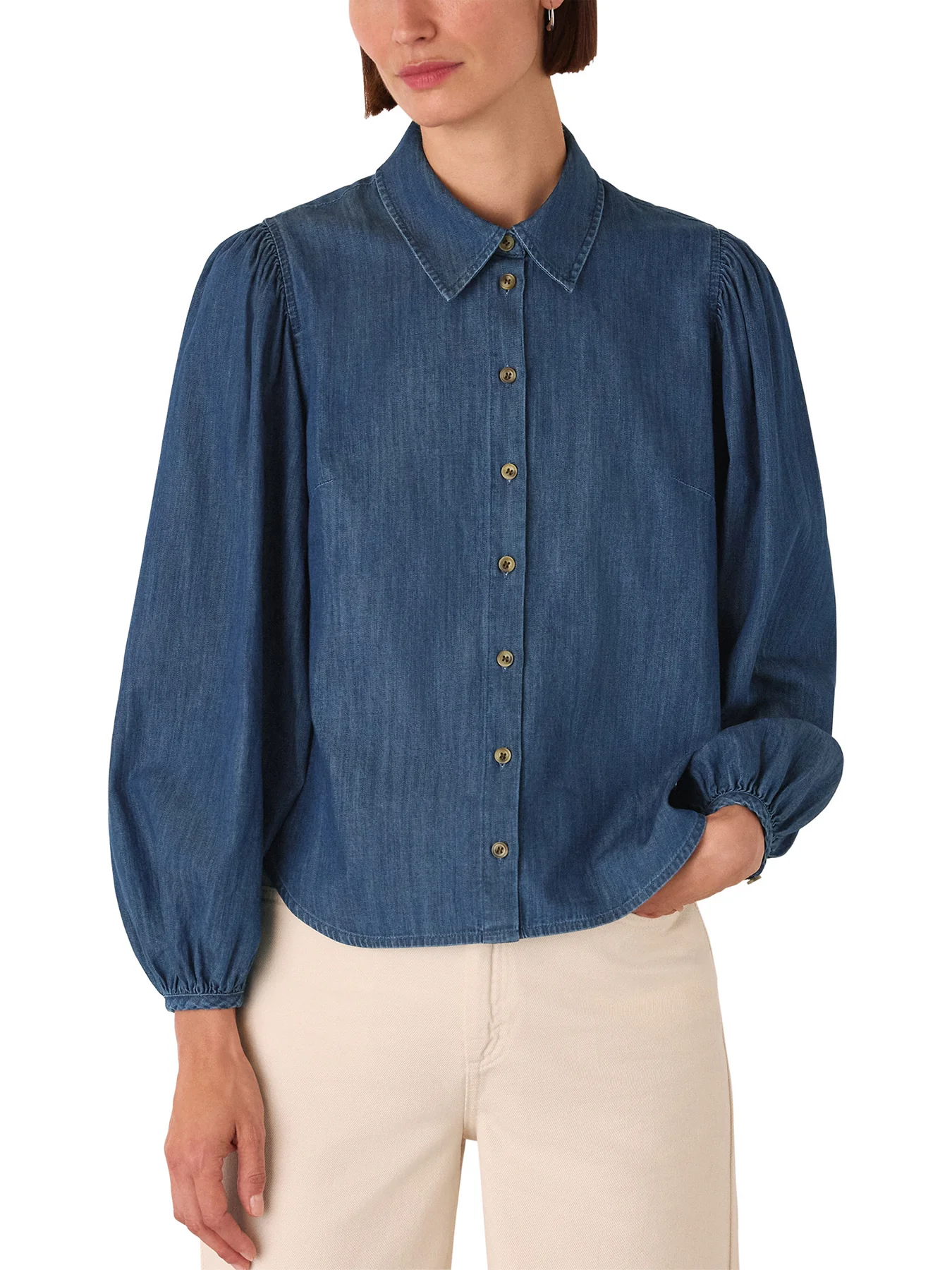 Chambray Cotton Shirt Blue - Image 2