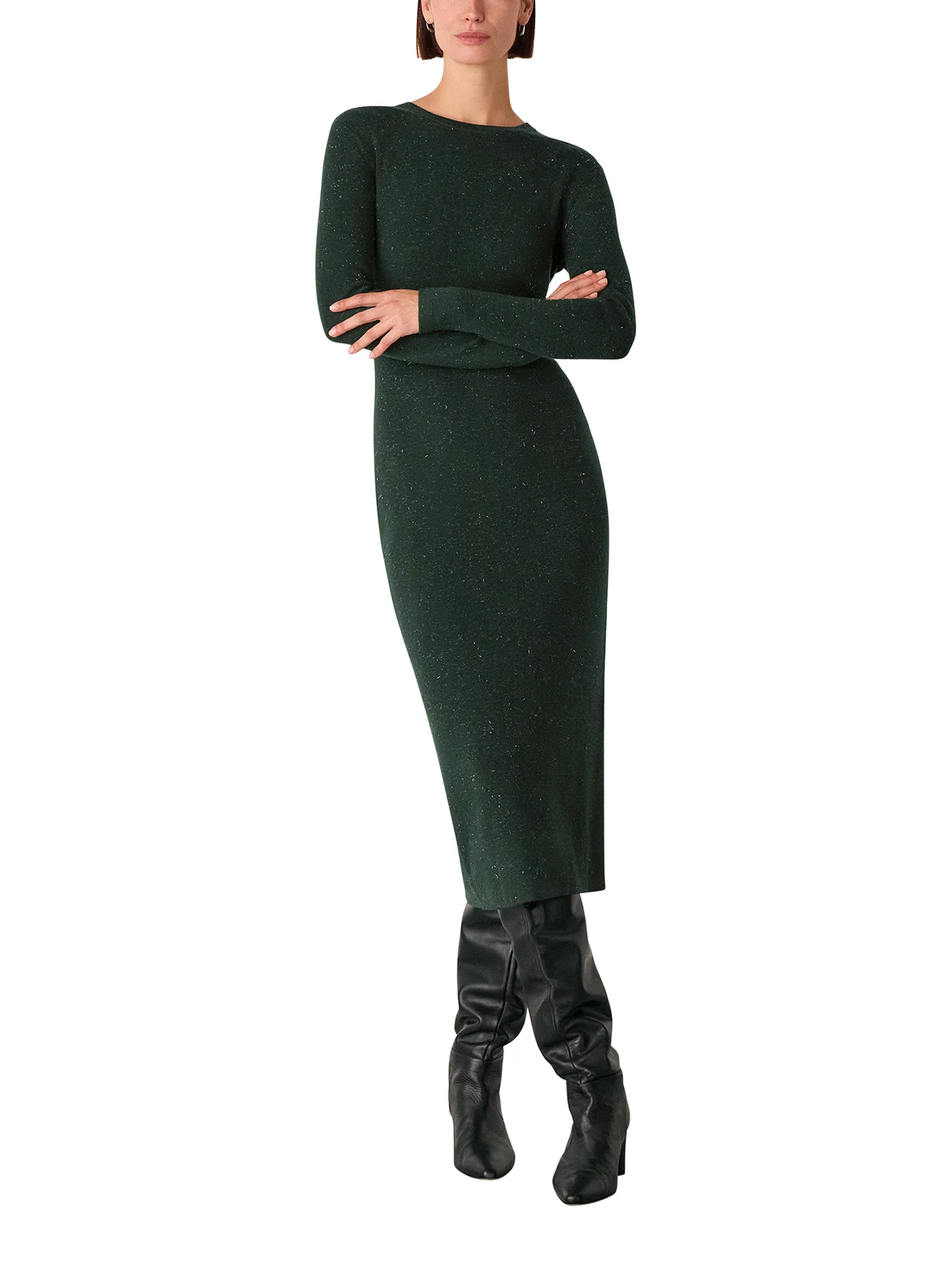 Dark Green Annie Sparkle Knit Dress - Image 2