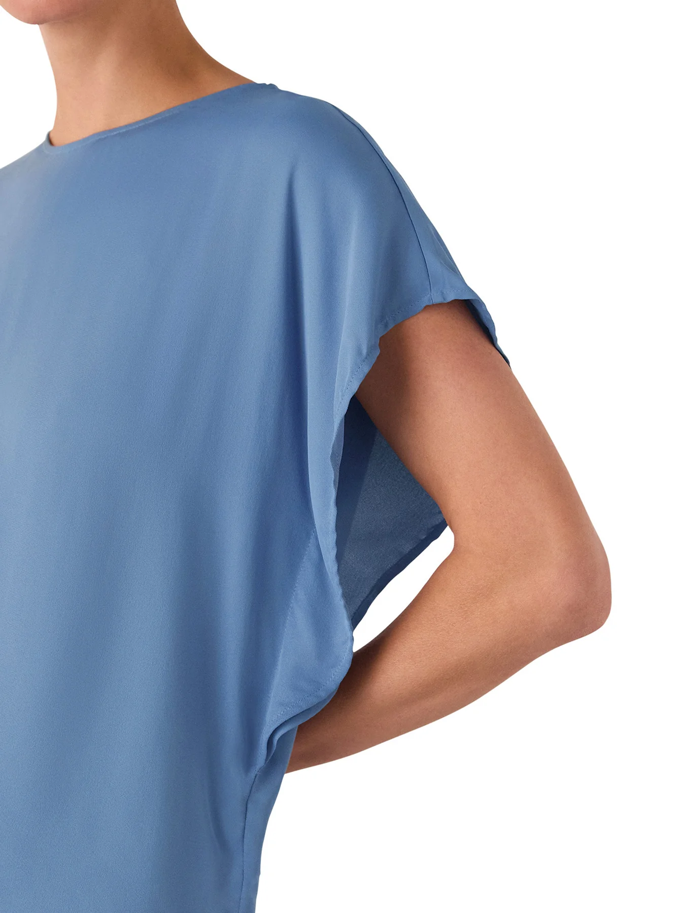 Short Sleeve Crepe Shell Top Blue - Image 4