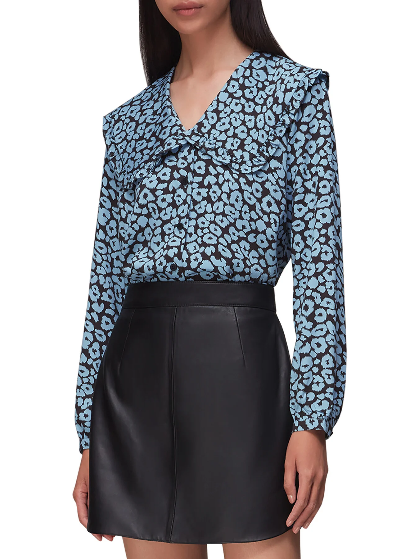 Fuzzy Leopard Collar Top - Image 2