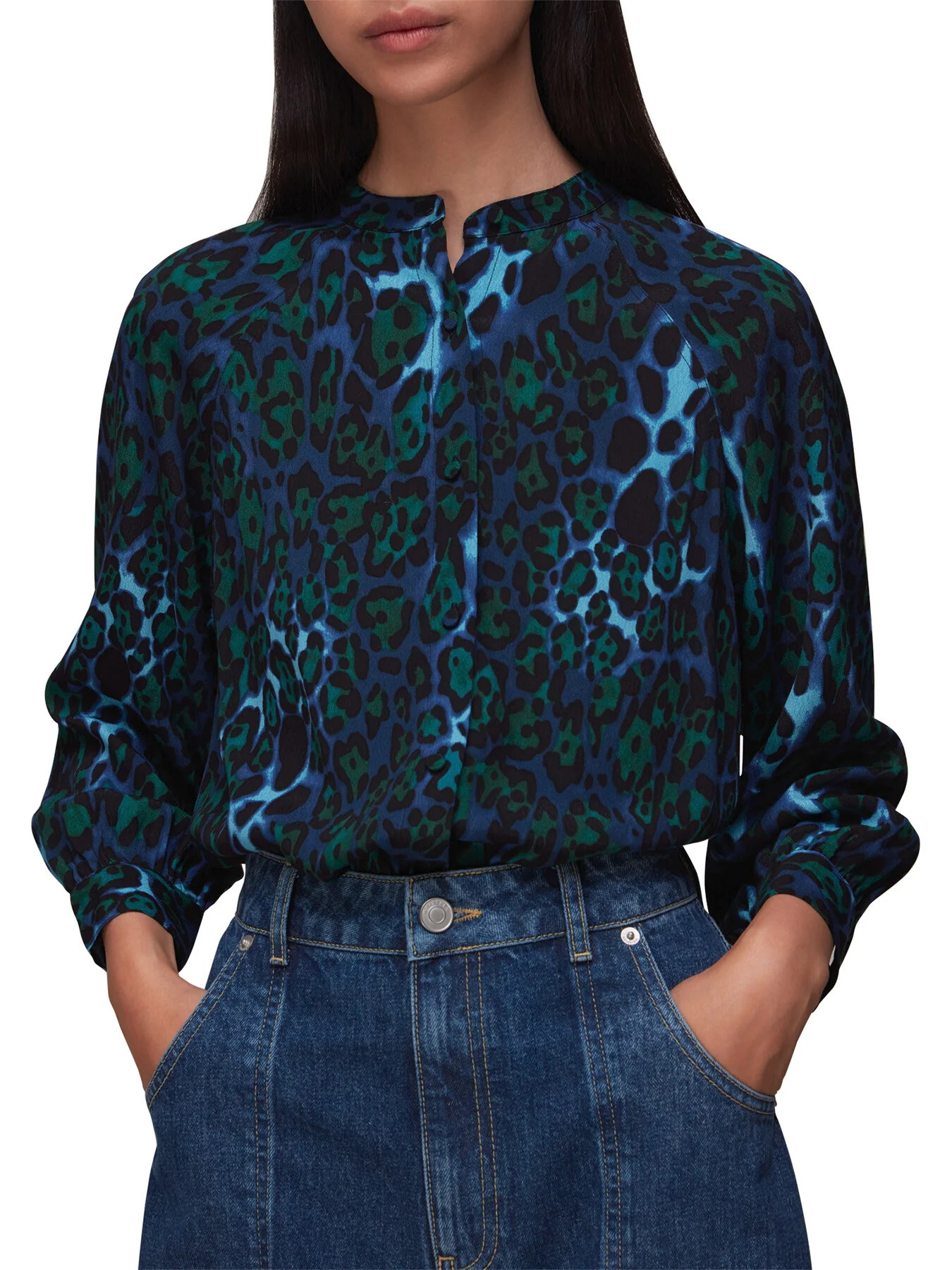 Night Cat Print Raglan Shirt - Image 4